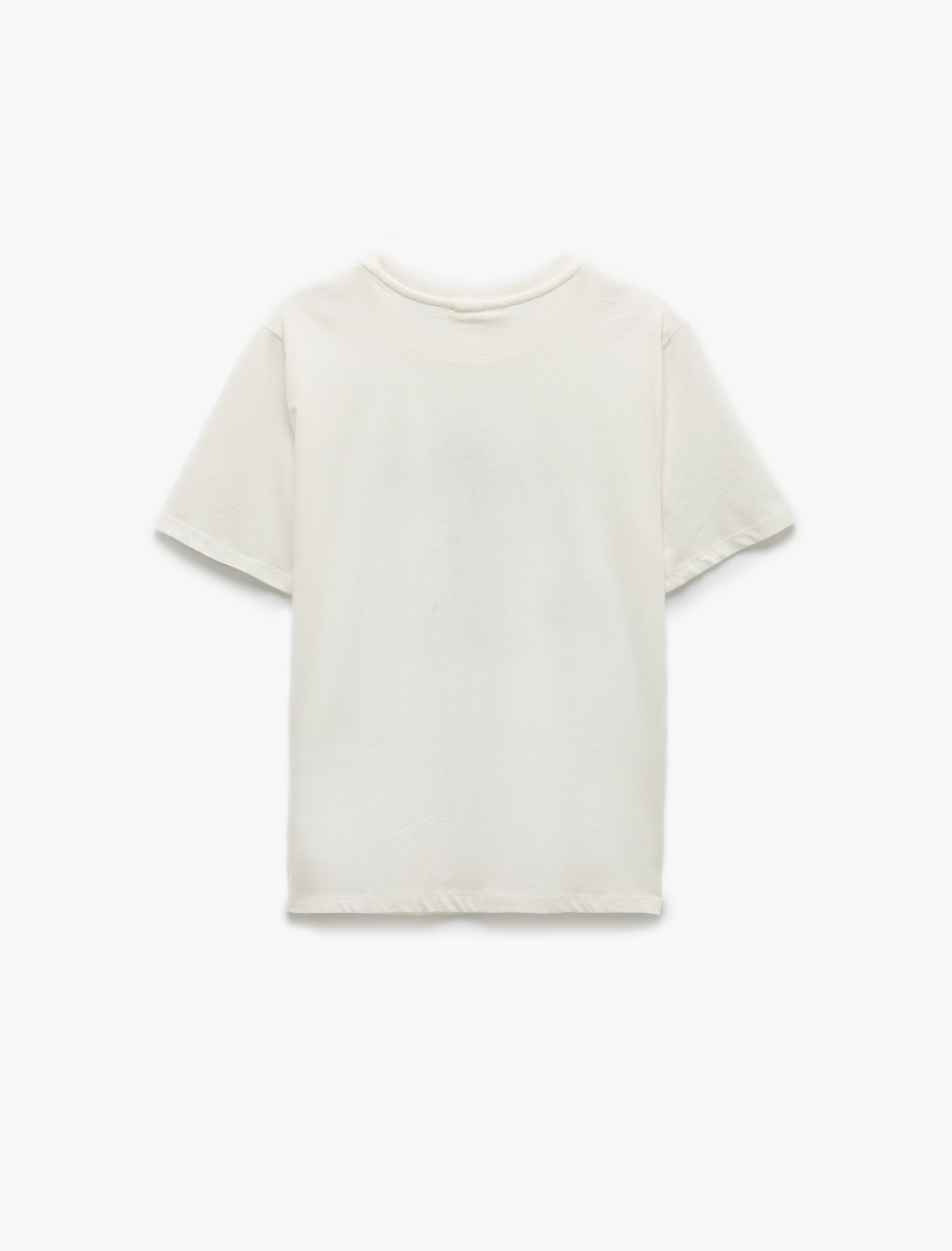   Pamuklu Bisiklet Yaka Kısa Kollu Papatya Baskılı Tişört