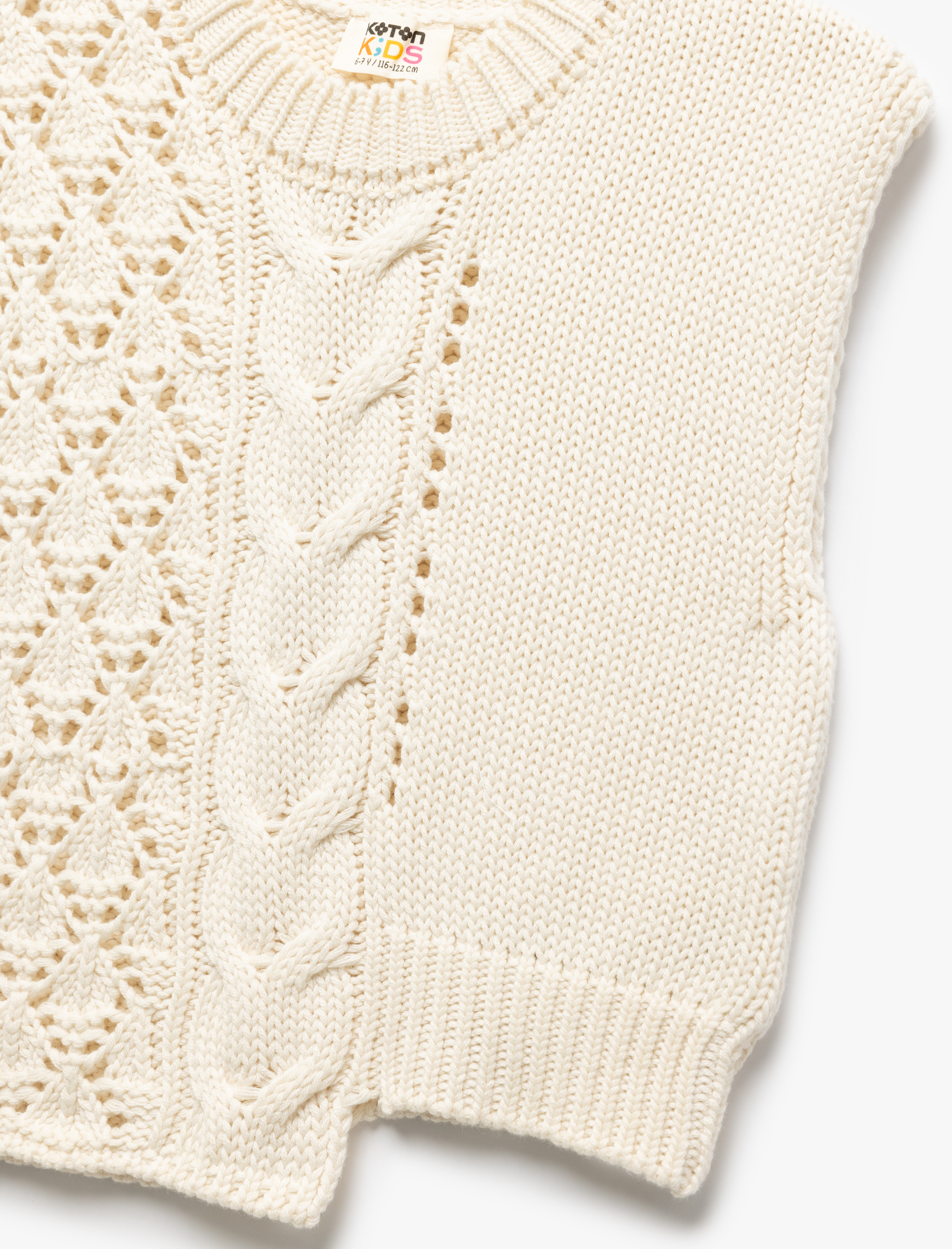 Kız Çocuk Bisiklet Yaka Örgü Detaylı Basic Triko Süveter
