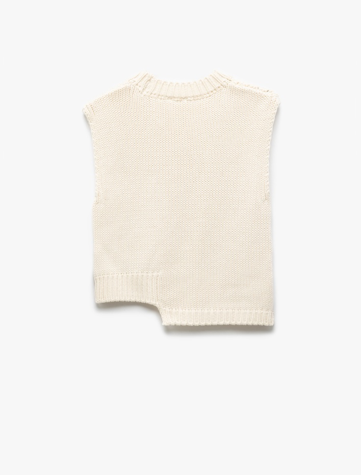 Kız Çocuk Bisiklet Yaka Örgü Detaylı Basic Triko Süveter