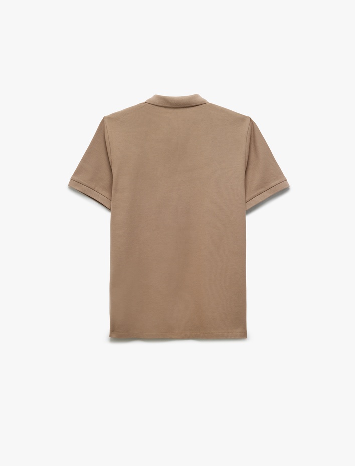  Slim Fit Pamuklu Pike Kumaş Polo Yaka Kısa Kollu Tişört