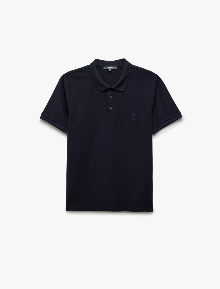  Slim Fit Pamuklu Pike Kumaş Polo Yaka Kısa Kollu Tişört