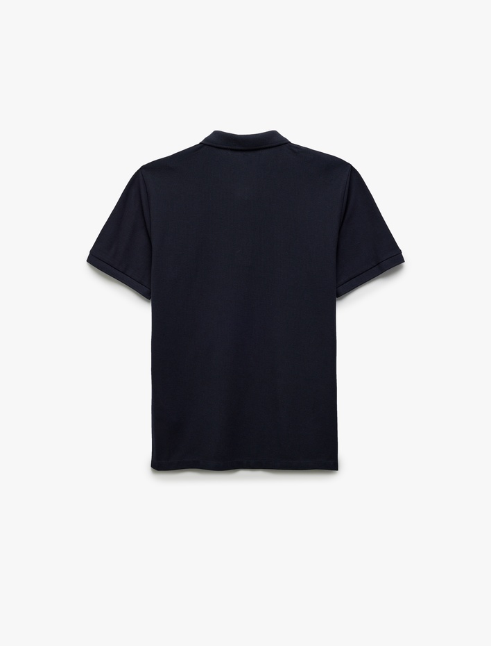  Slim Fit Pamuklu Pike Kumaş Polo Yaka Kısa Kollu Tişört