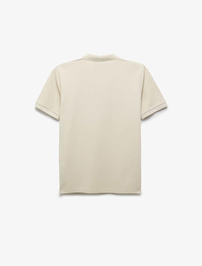  Slim Fit Pamuklu Pike Kumaş Polo Yaka Kısa Kollu Tişört