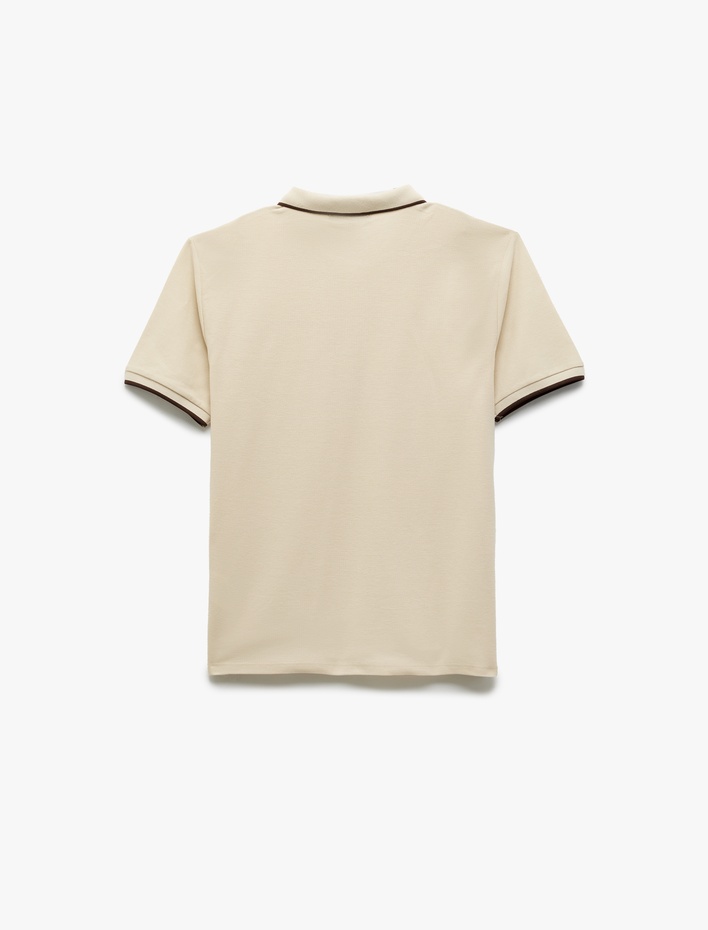  Pamuklu Cep Detaylı Pike Kumaş Slim Fit Polo Yaka Tişört