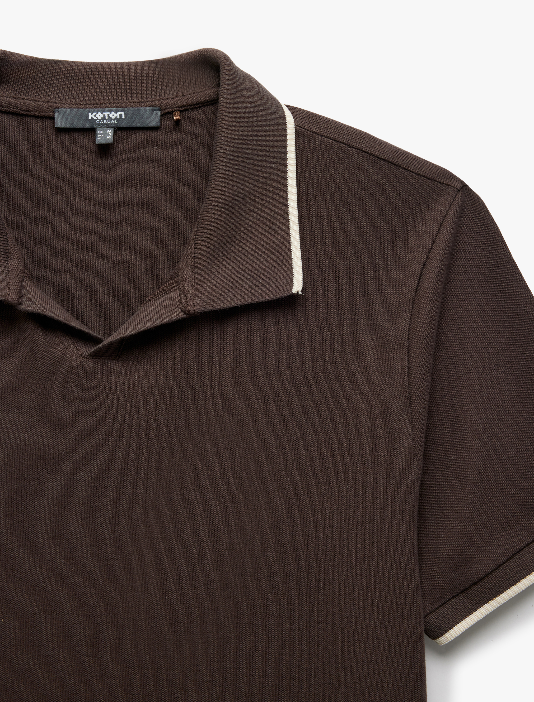   Kontrast Detaylı Pamuklu Pike Kumaş Kısa Kollu Slim Fit Polo Yaka Tişört