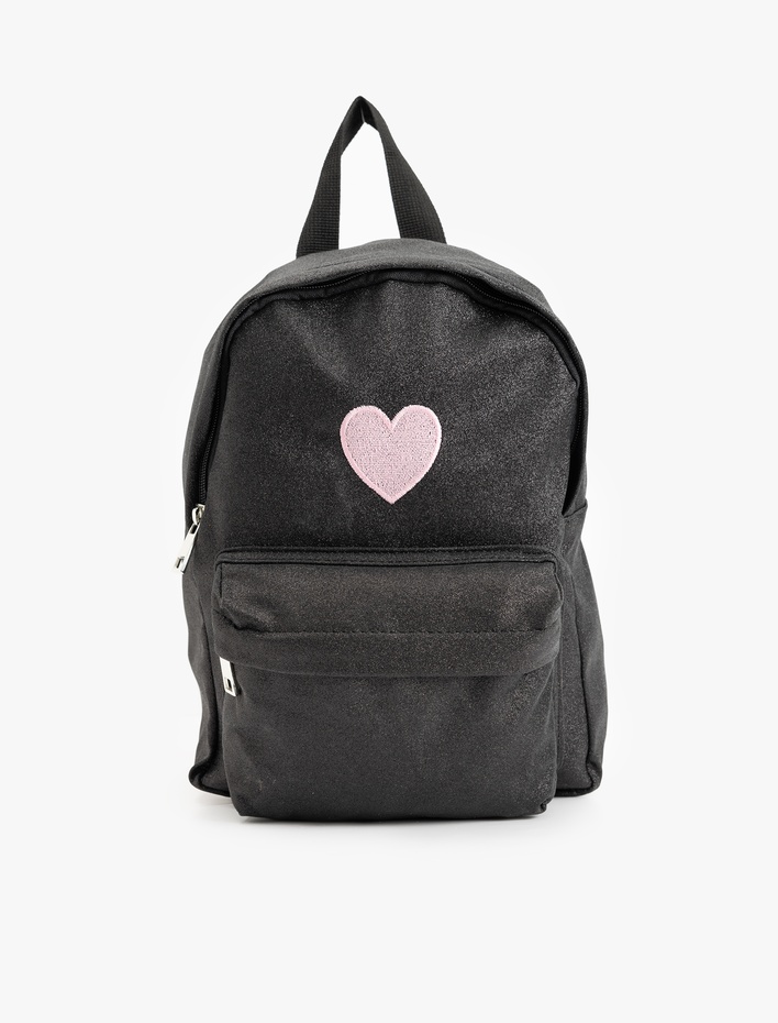 Kız Çocuk Fermuar Kapamalı Cepli Kalp Detaylı Çanta