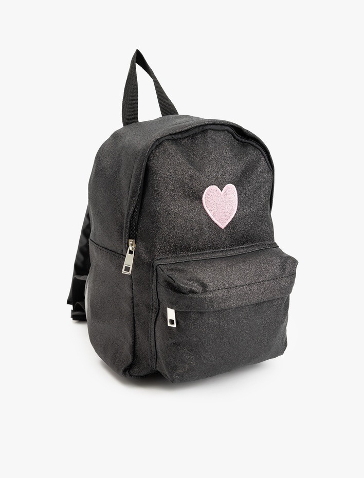 Kız Çocuk Fermuar Kapamalı Cepli Kalp Detaylı Çanta