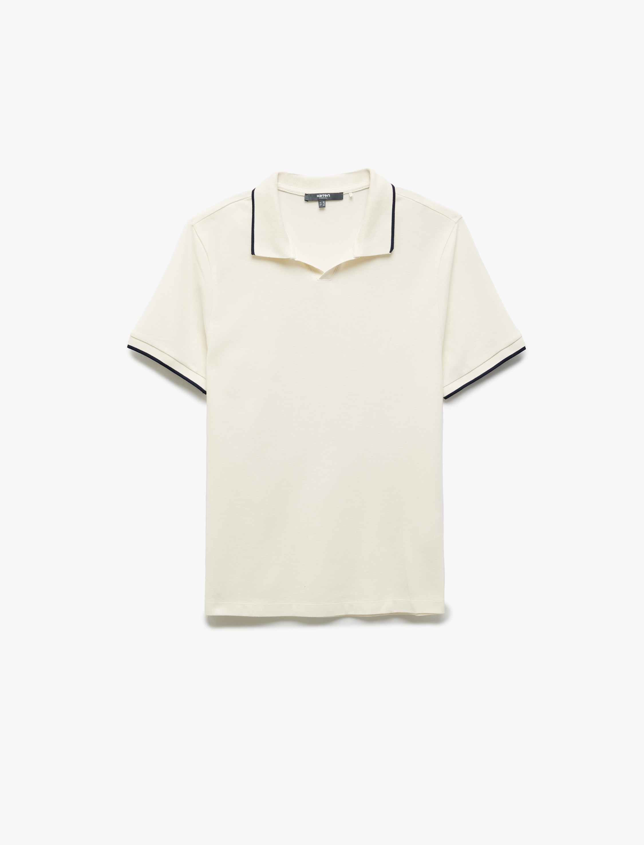 Koton Erkek Kontrast Detaylı Pamuklu Pike Kumaş Kısa Kollu Slim Fit Polo Yaka Tişört -1