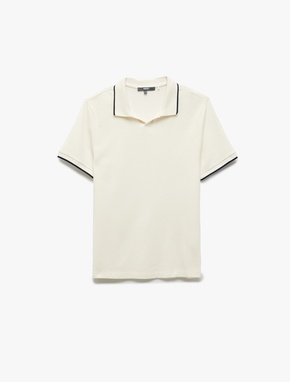 Kontrast Detaylı Pamuklu Pike Kumaş Kısa Kollu Slim Fit Polo Yaka Tişört