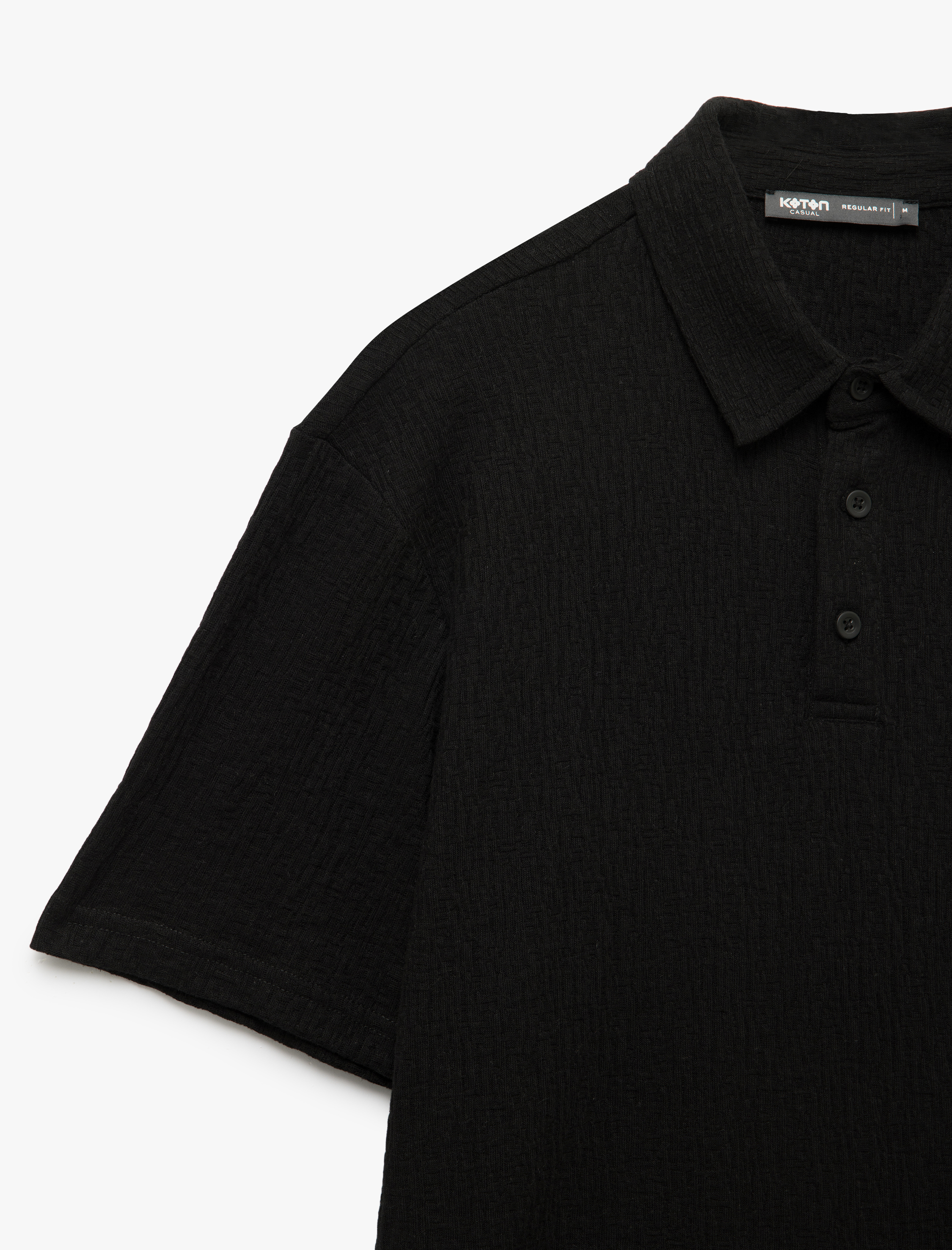 Kısa Kollu Pamuk Karışımlı Regular Fit Dokulu Polo Yaka Tişört