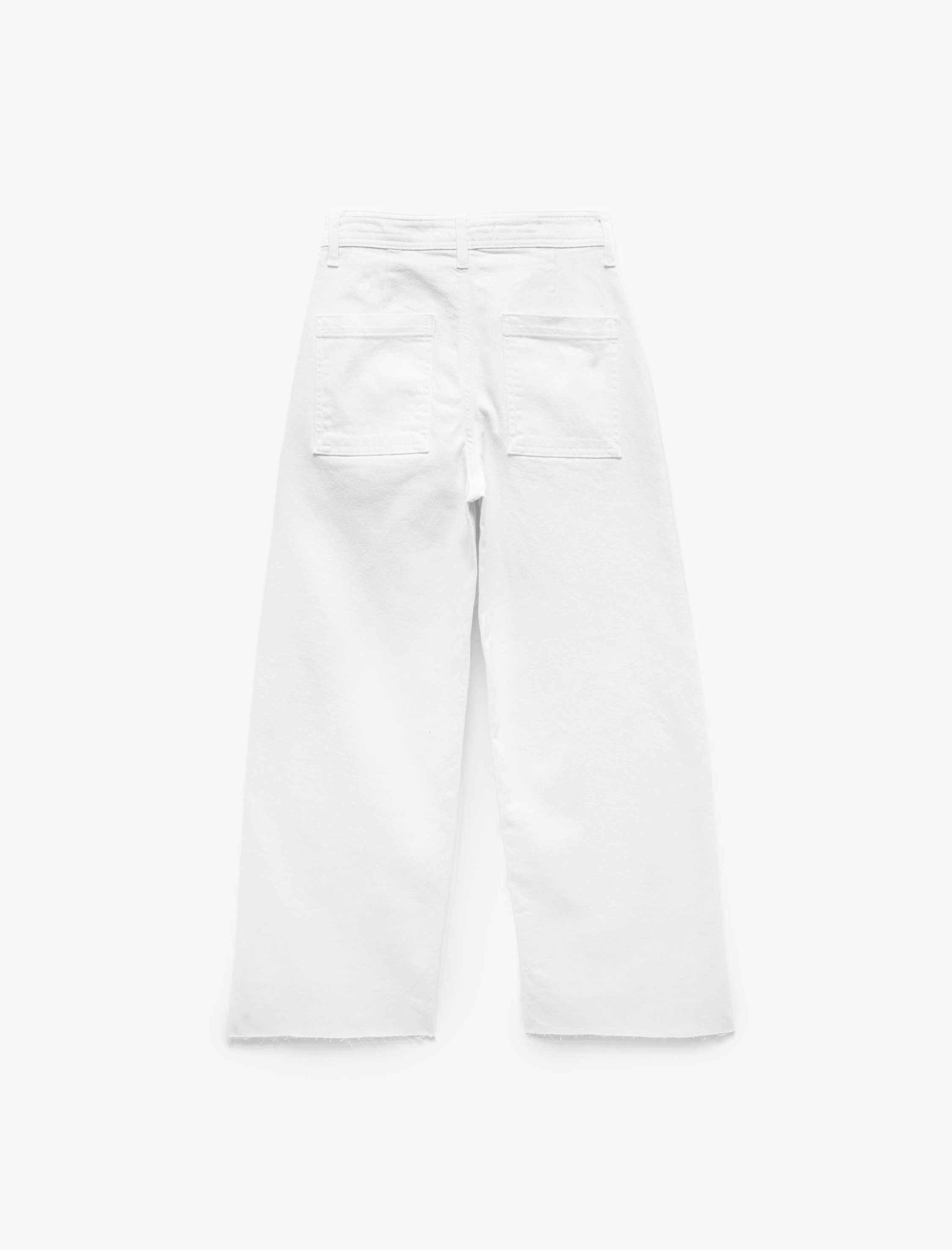   Pamuklu Geniş Kalıp Cepli Düğmeli Crop Geniş Paça Denim Pantolon - Culotte Jean