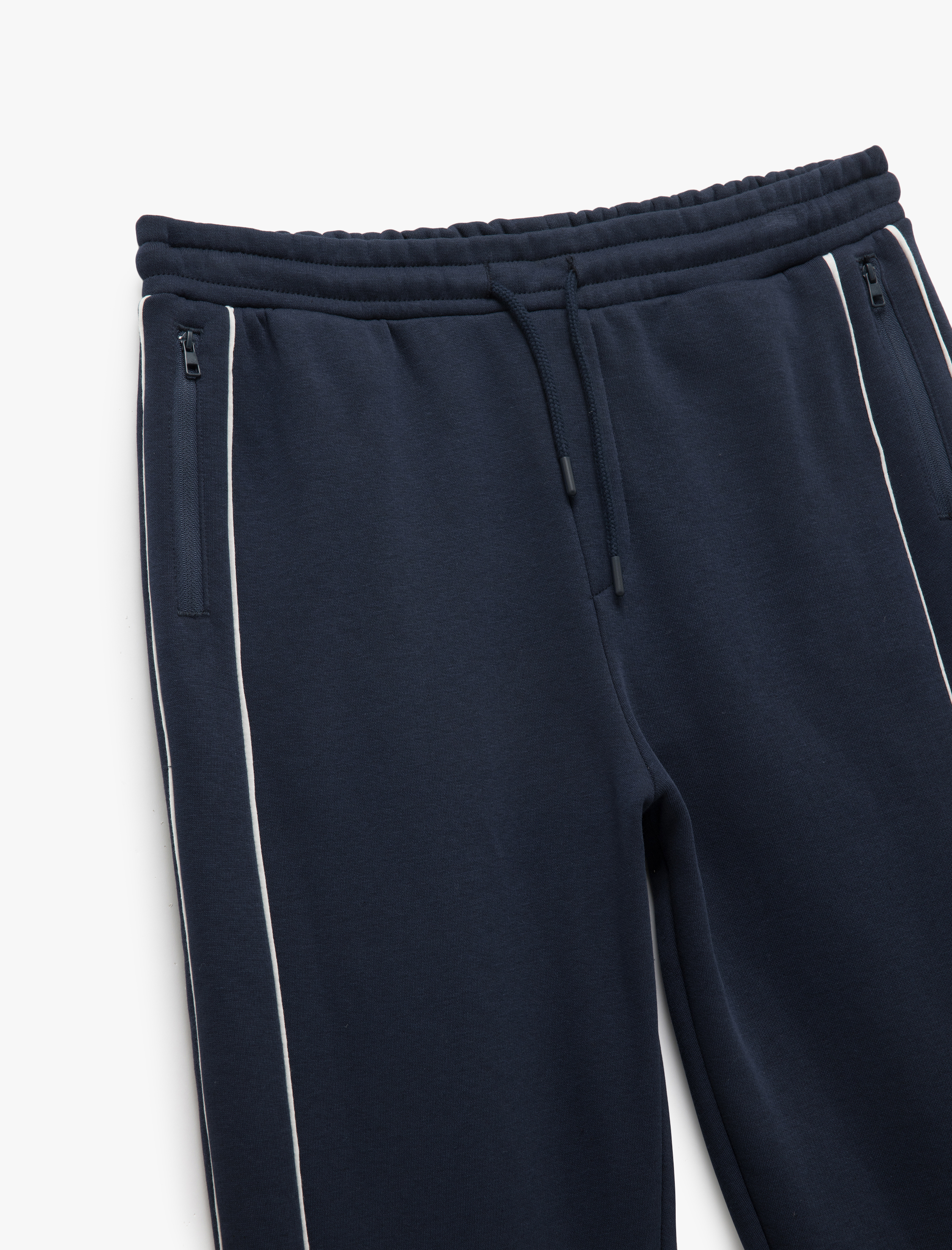   Fermuarlı Cepli Dikiş Detaylı Şardonlu Pamuk Karışımlı Beli Bağcıklı Kışlık Eşofman Altı