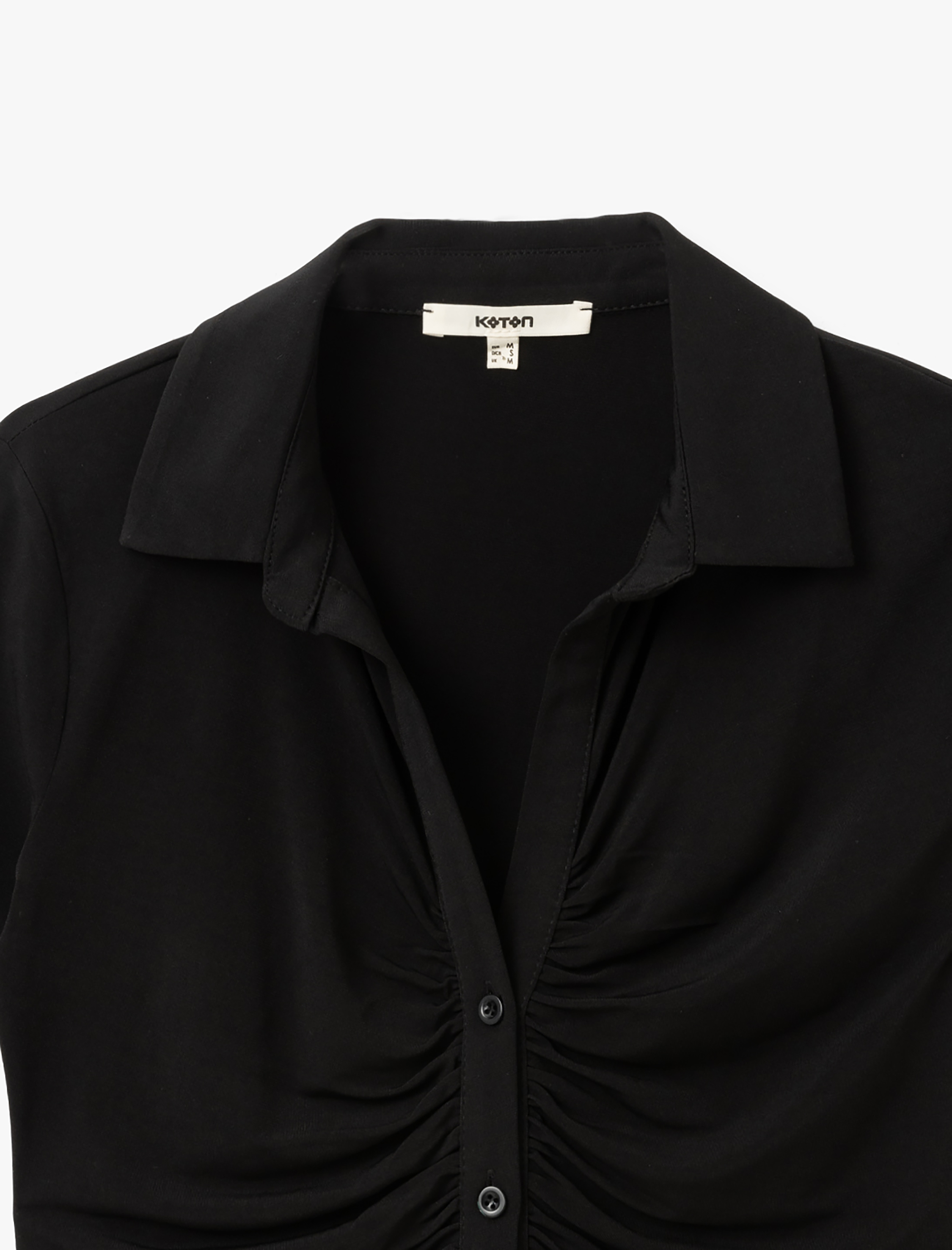   Drape Detaylı Düğmeli Kısa Kollu Gömlek