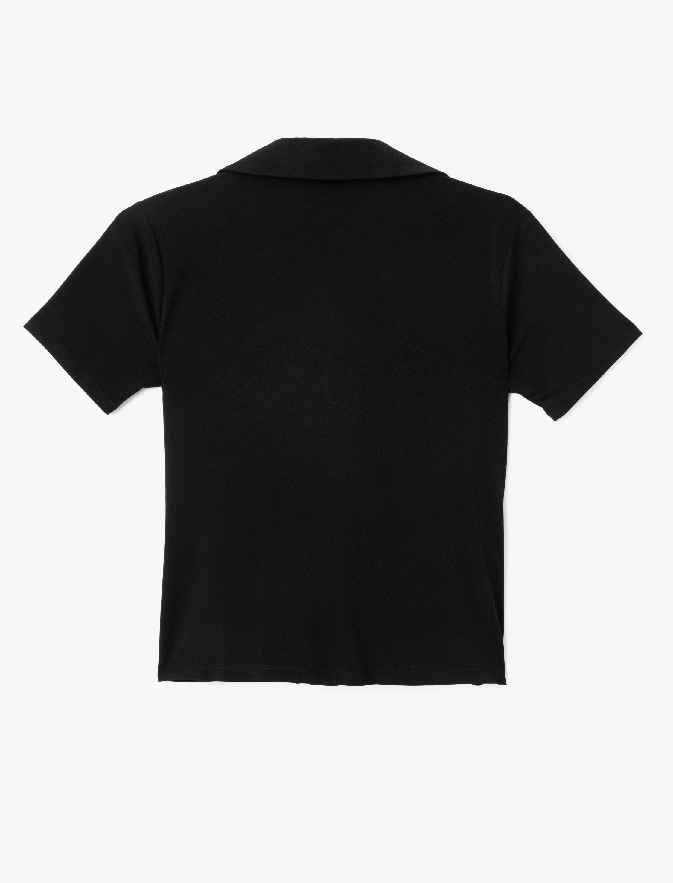   Drape Detaylı Düğmeli Kısa Kollu Gömlek