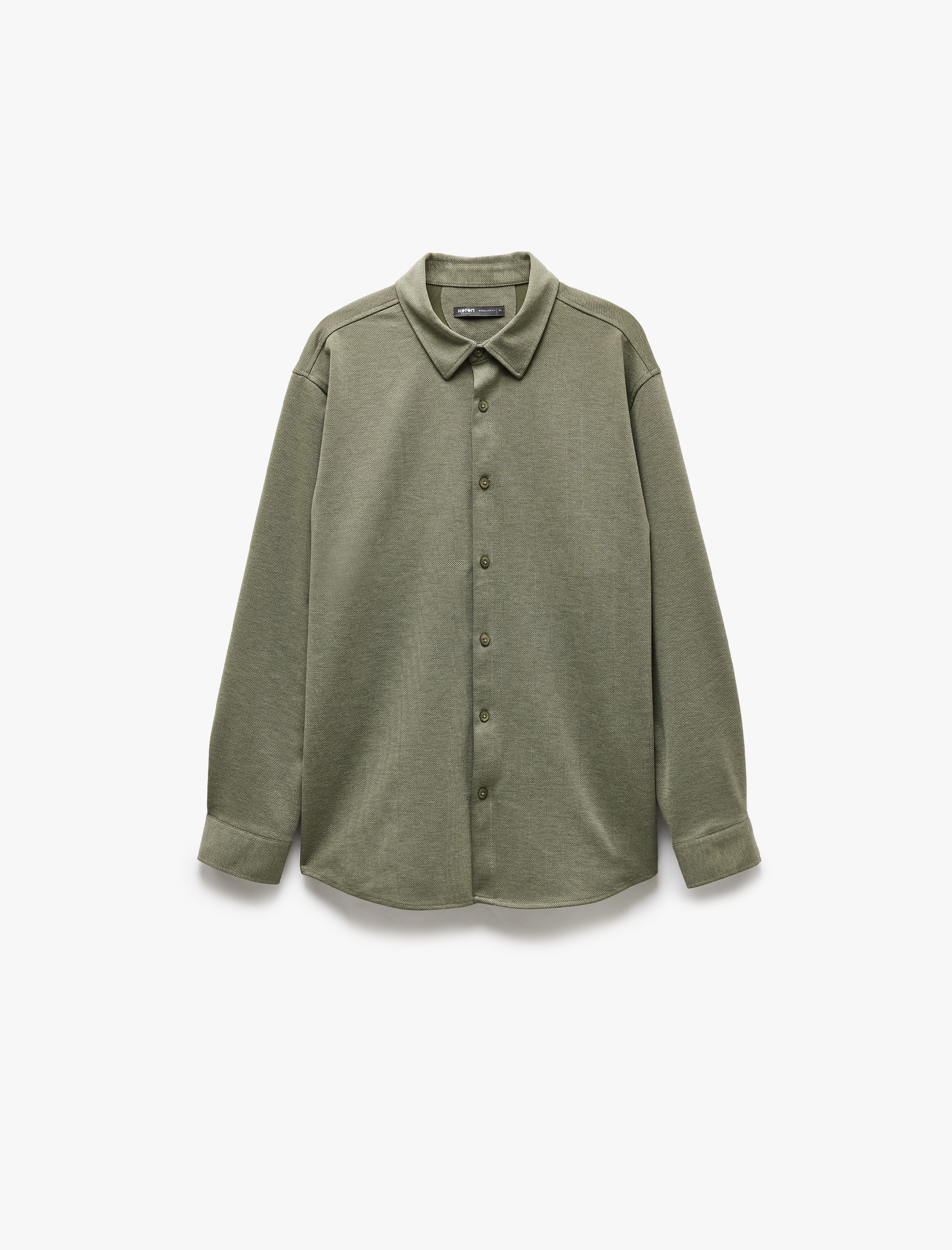   Pamuklu Düğmeli Regular Fit Pike Kumaş Uzun Kollu Gömlek