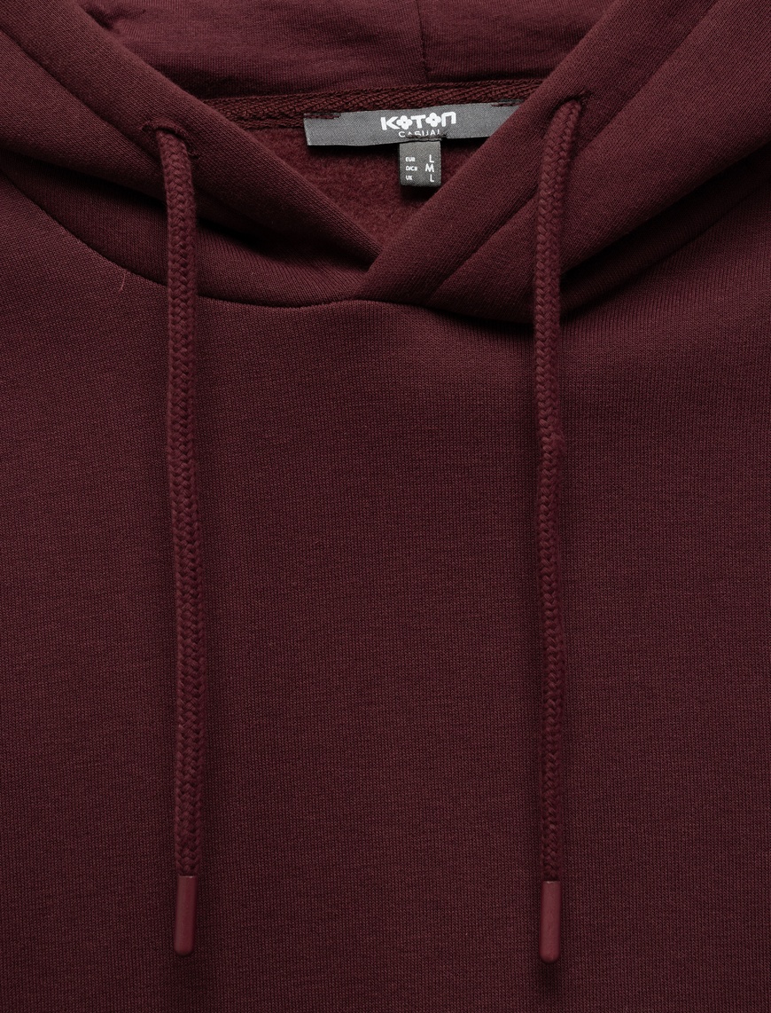   Reglan Kollu Pamuk Karışımlı Şardonlu Dikiş Detaylı Basic Kapşonlu Sweatshirt