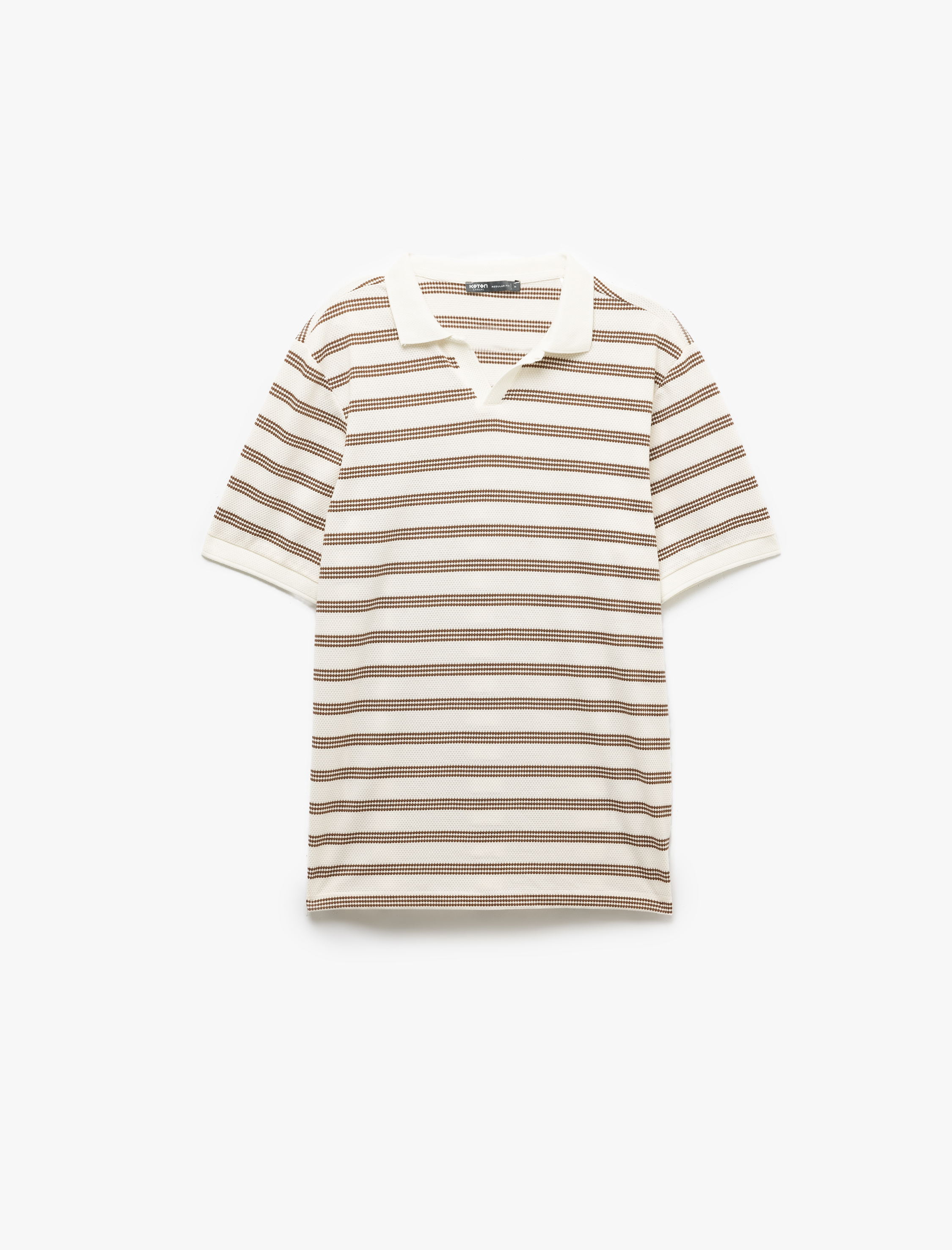 Kısa Kollu Pamuk Karışımlı Regular Fit Çizgili Polo Yaka Tişört