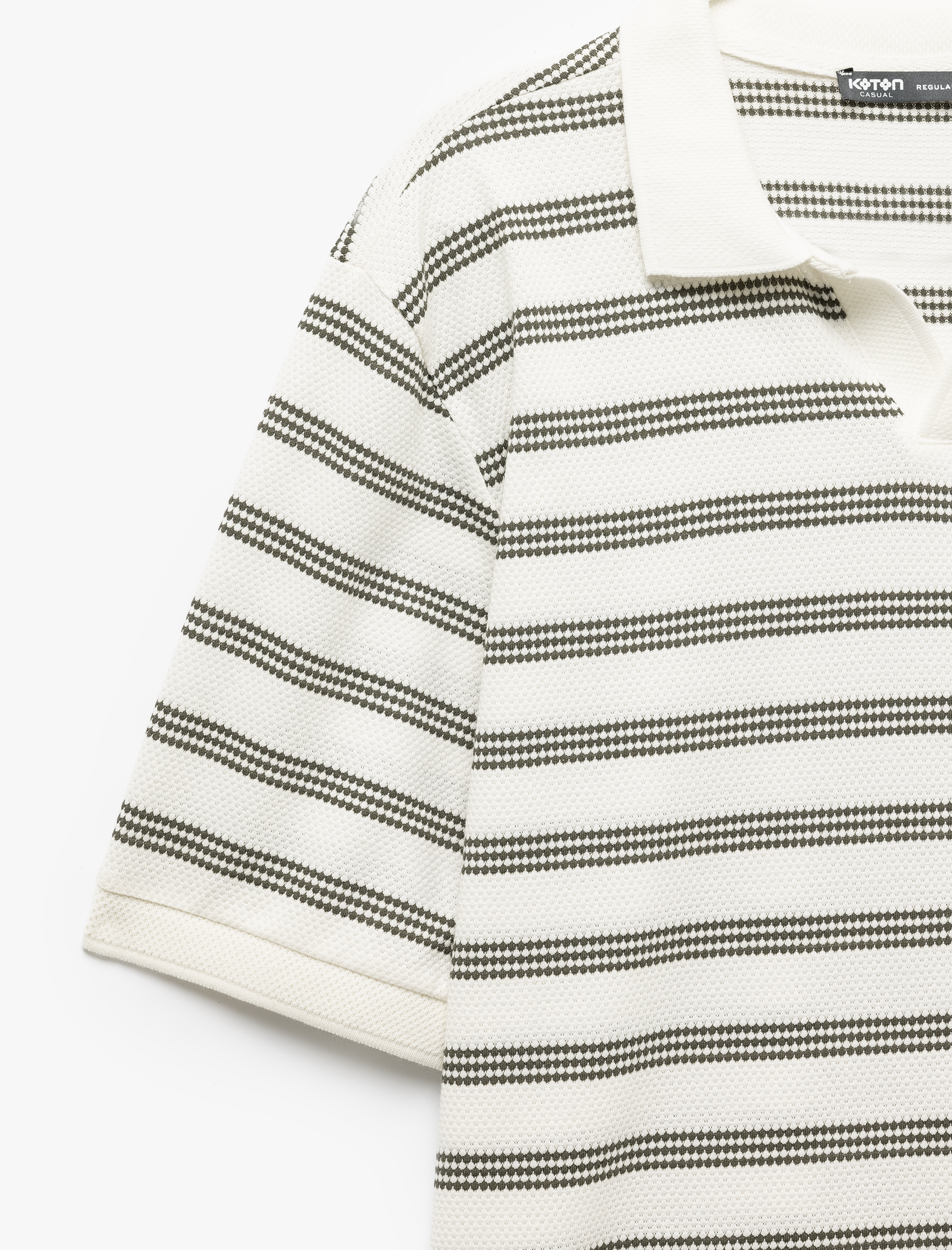 Kısa Kollu Pamuk Karışımlı Regular Fit Çizgili Polo Yaka Tişört