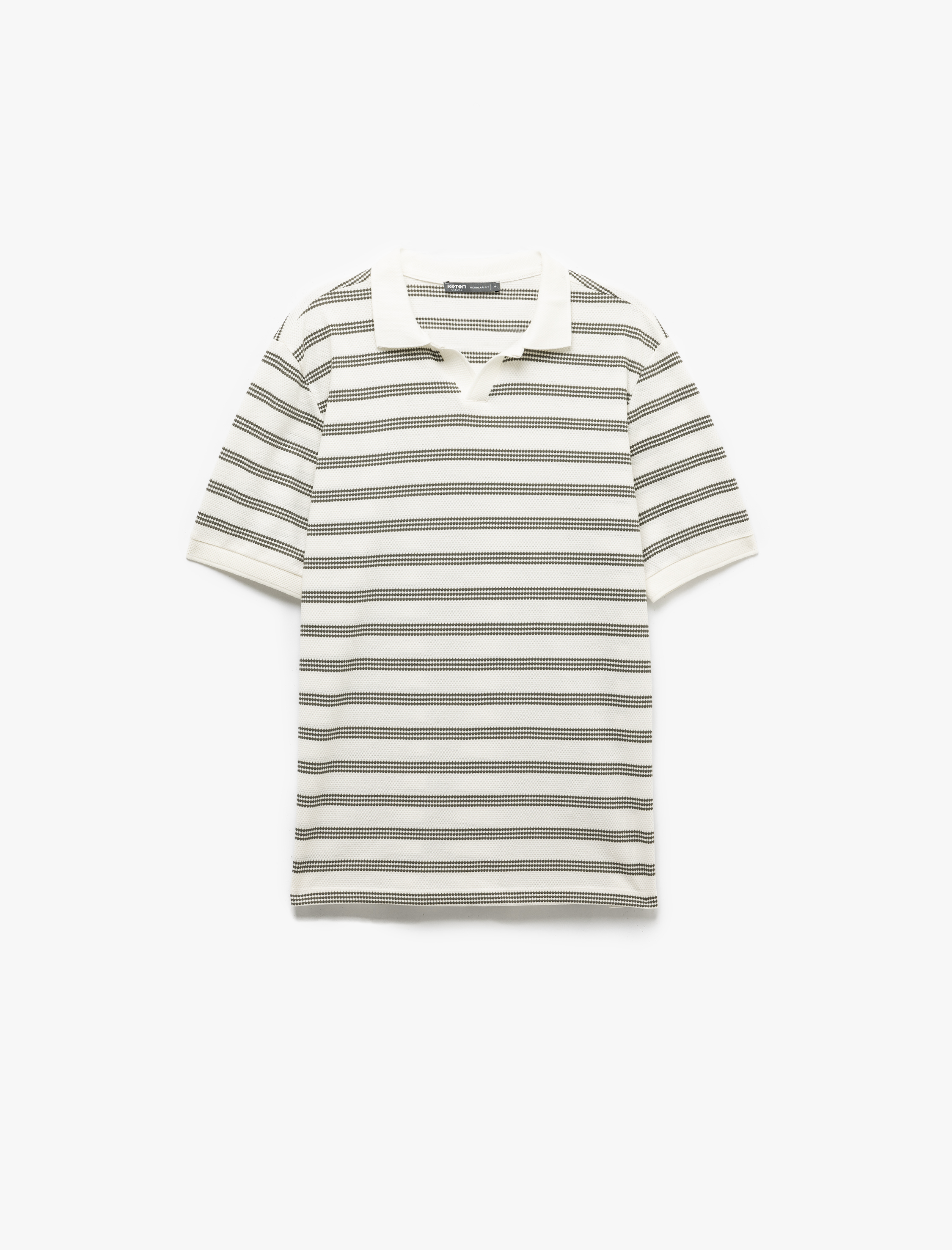 Kısa Kollu Pamuk Karışımlı Regular Fit Çizgili Polo Yaka Tişört