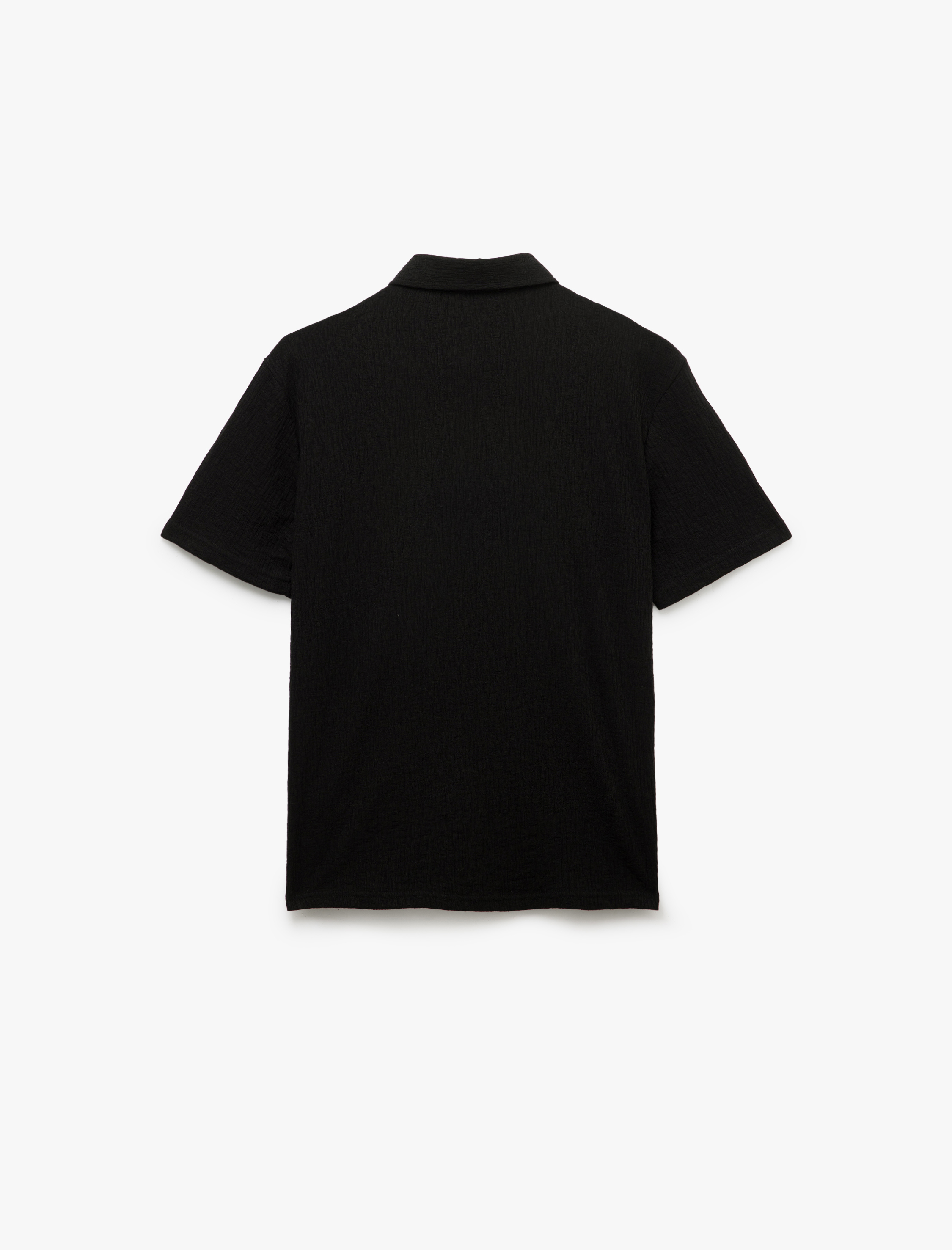 Kısa Kollu Pamuk Karışımlı Regular Fit Dokulu Polo Yaka Tişört