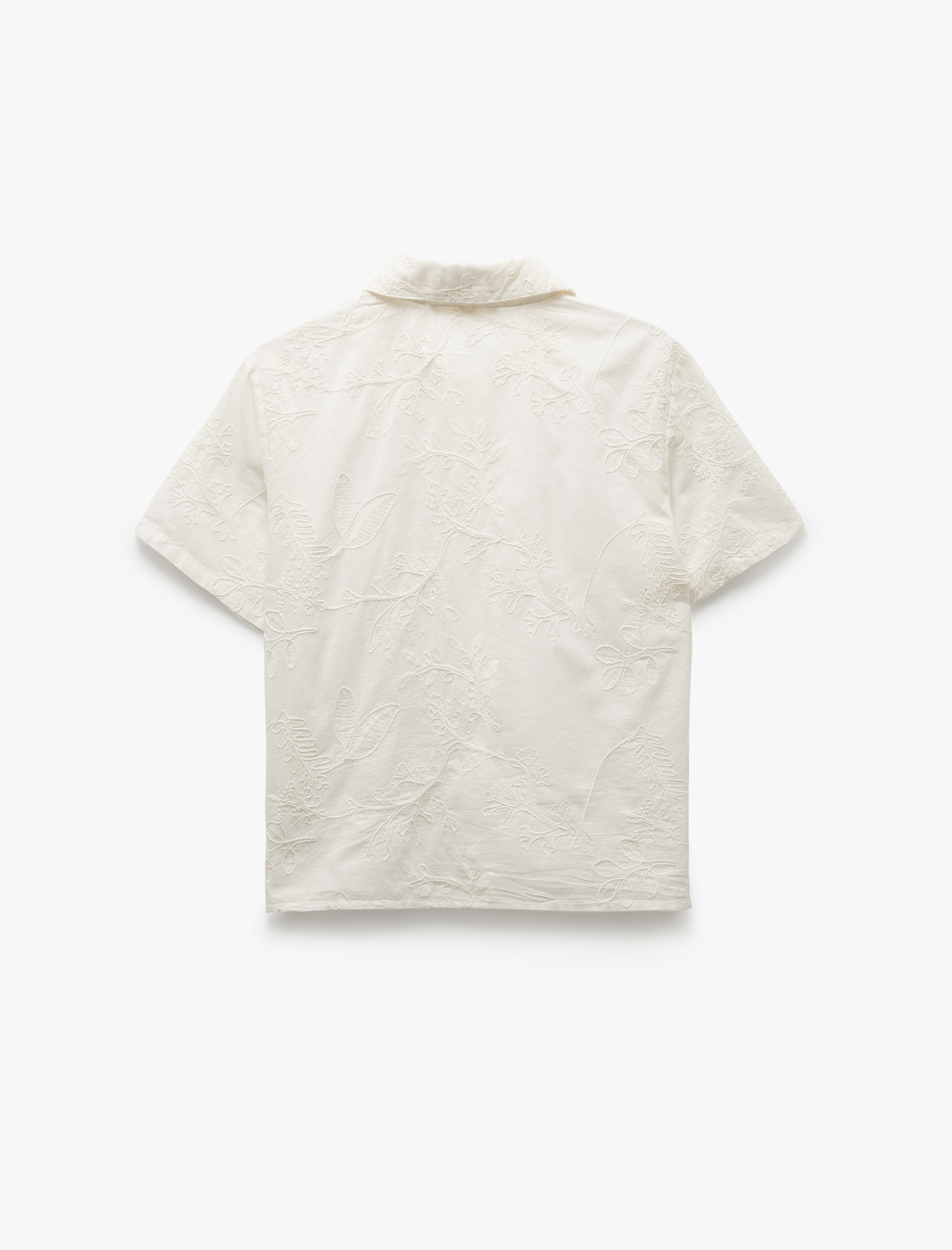   Pamuklu Düğmeli Kısa Kollu Floral İşlemeli Brodeli Gömlek