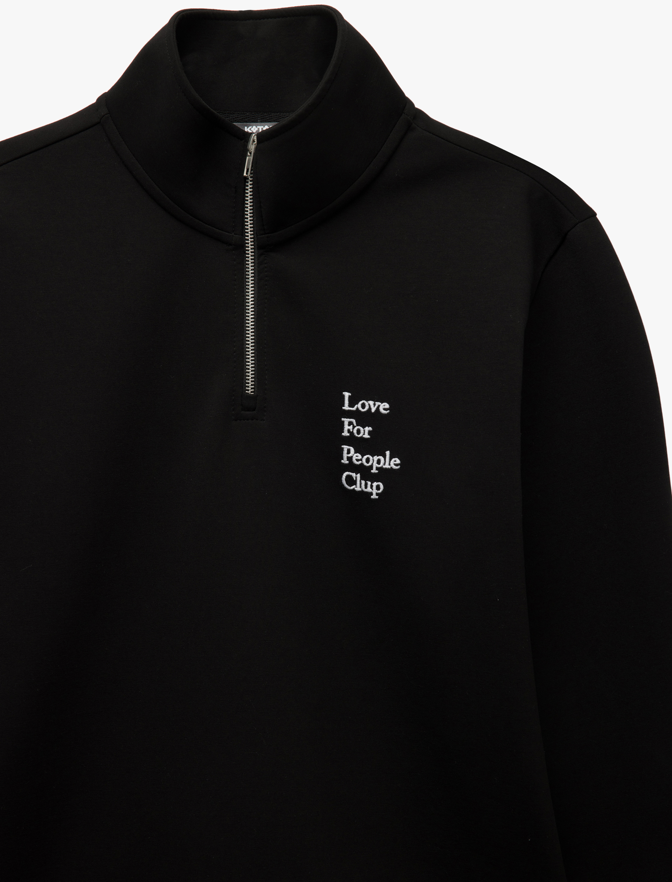 Uzun Kollu İşlemeli İnterlok Kumaş Yarım Fermuarlı Sweatshirt