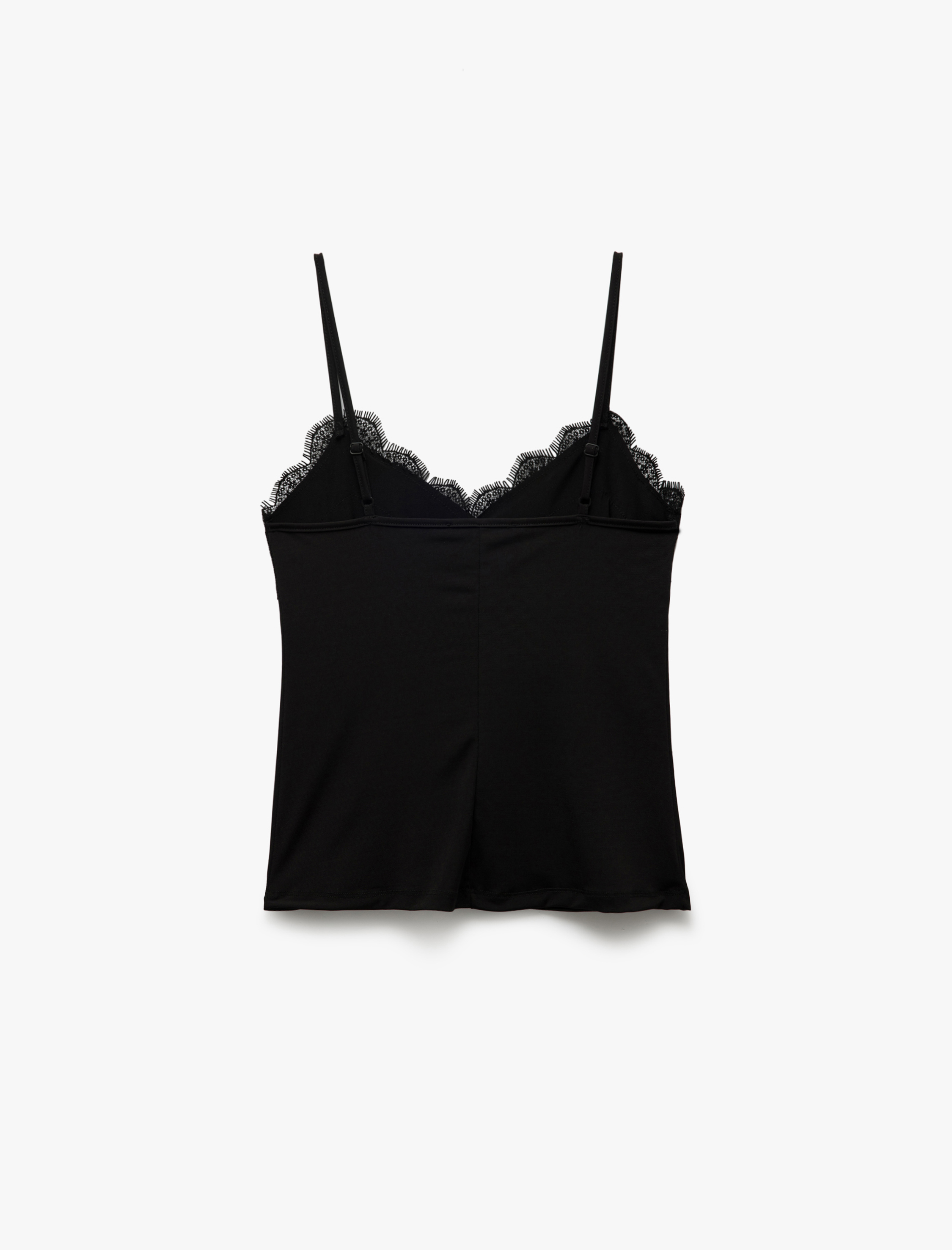   Pamuklu İnce Askılı Dantel Detaylı Atlet