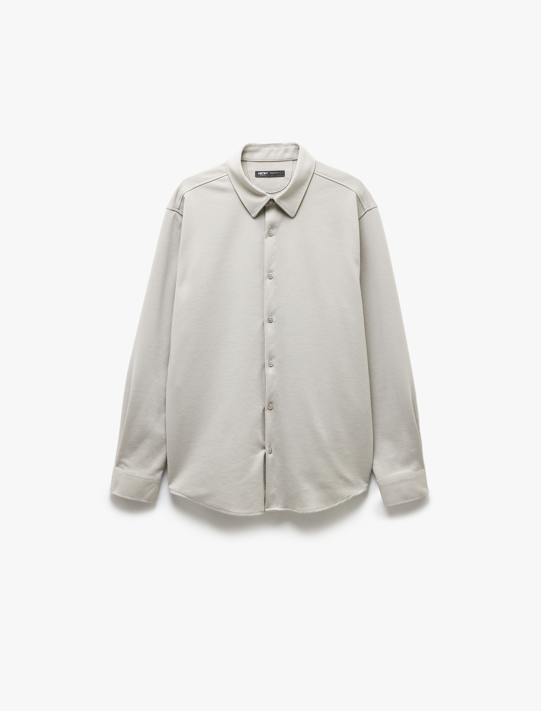   Pamuklu Düğmeli Regular Fit Pike Kumaş Uzun Kollu Gömlek