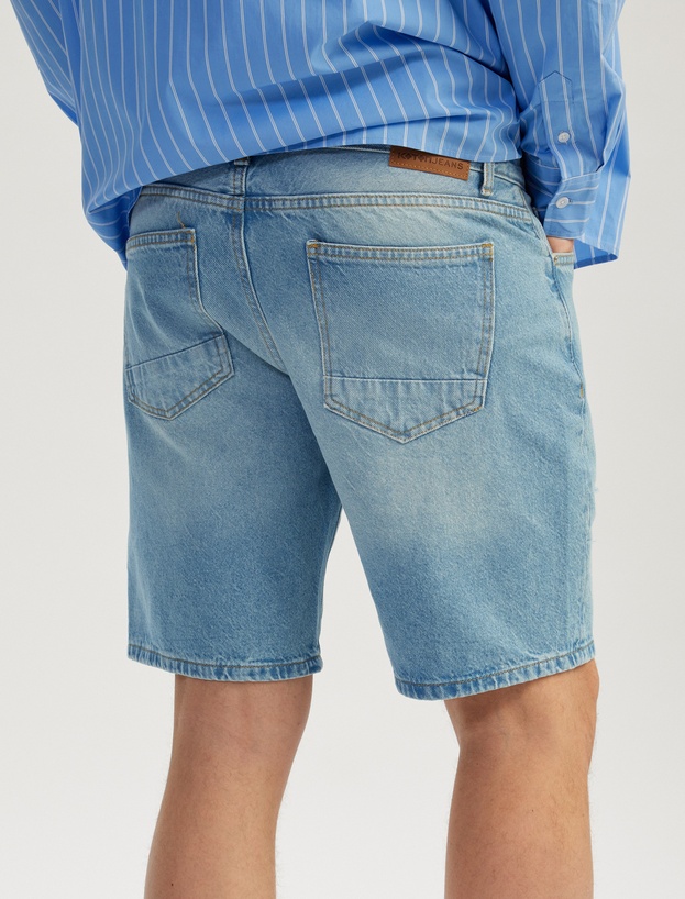 Pamuklu Yırtık Detaylı Bermuda Slim Fit Jean Şort_2