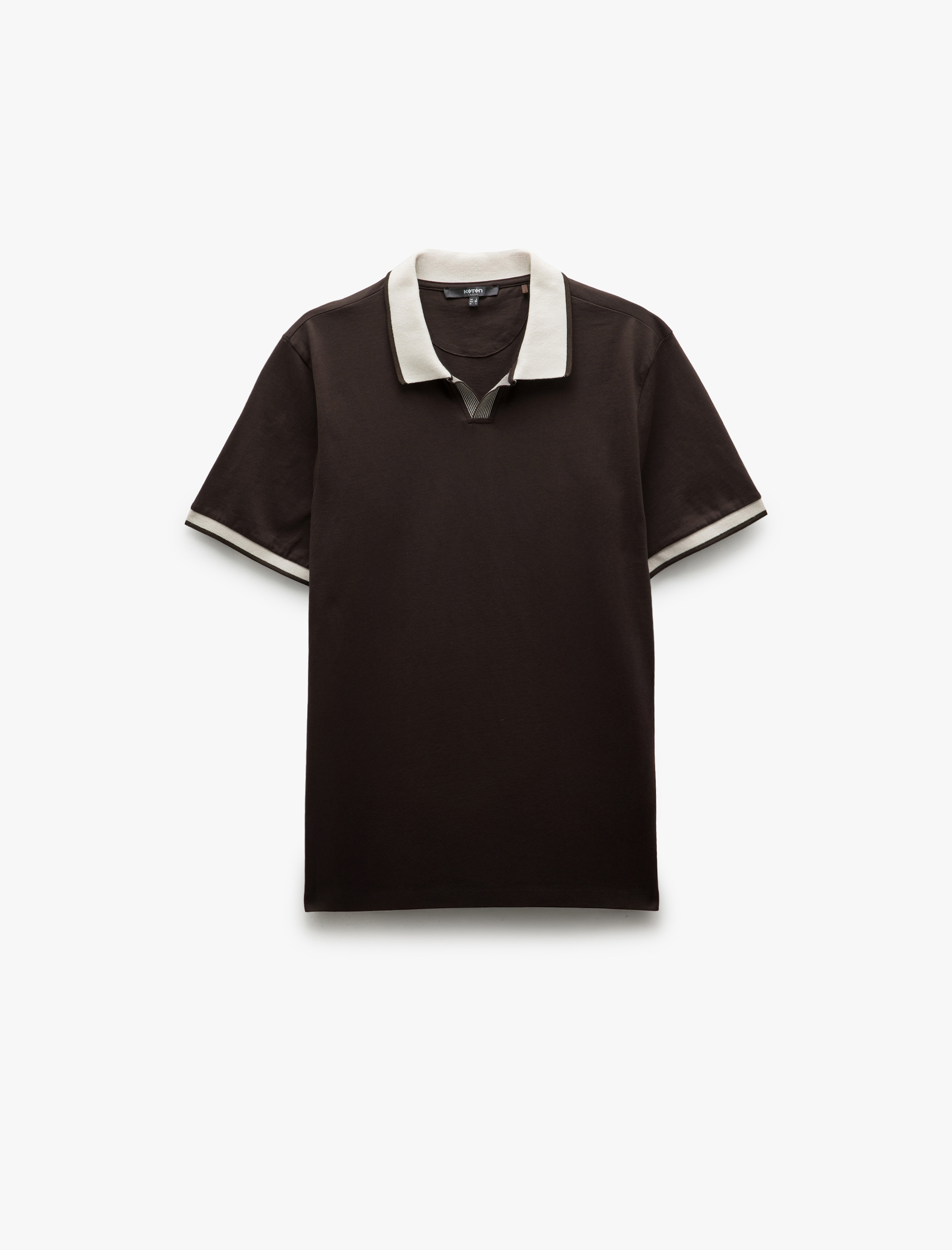   Slim Fit Pamuklu Renk Kontrast Detaylı Kısa Kollu V Yaka Polo Tişört