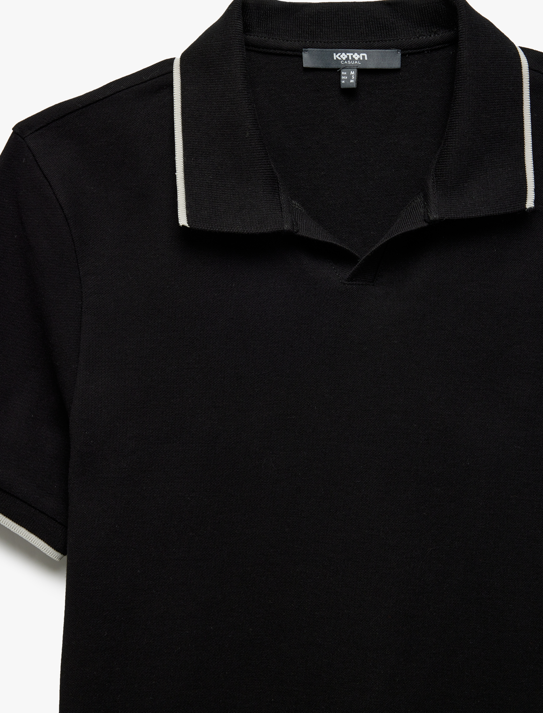   Kontrast Detaylı Pamuklu Pike Kumaş Kısa Kollu Slim Fit Polo Yaka Tişört