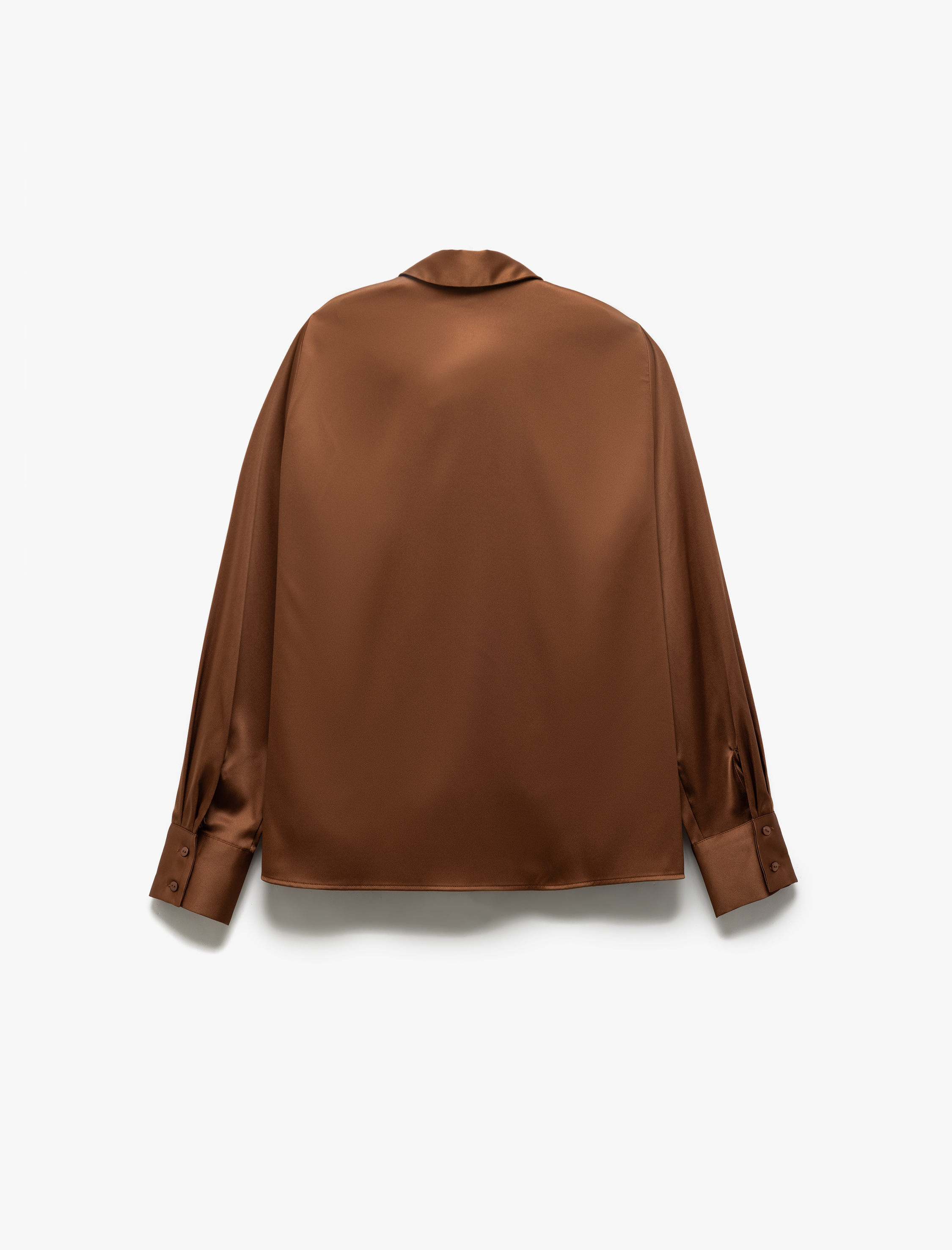   Klasik Yaka Uzun Kollu Düğmeli Saten Gömlek