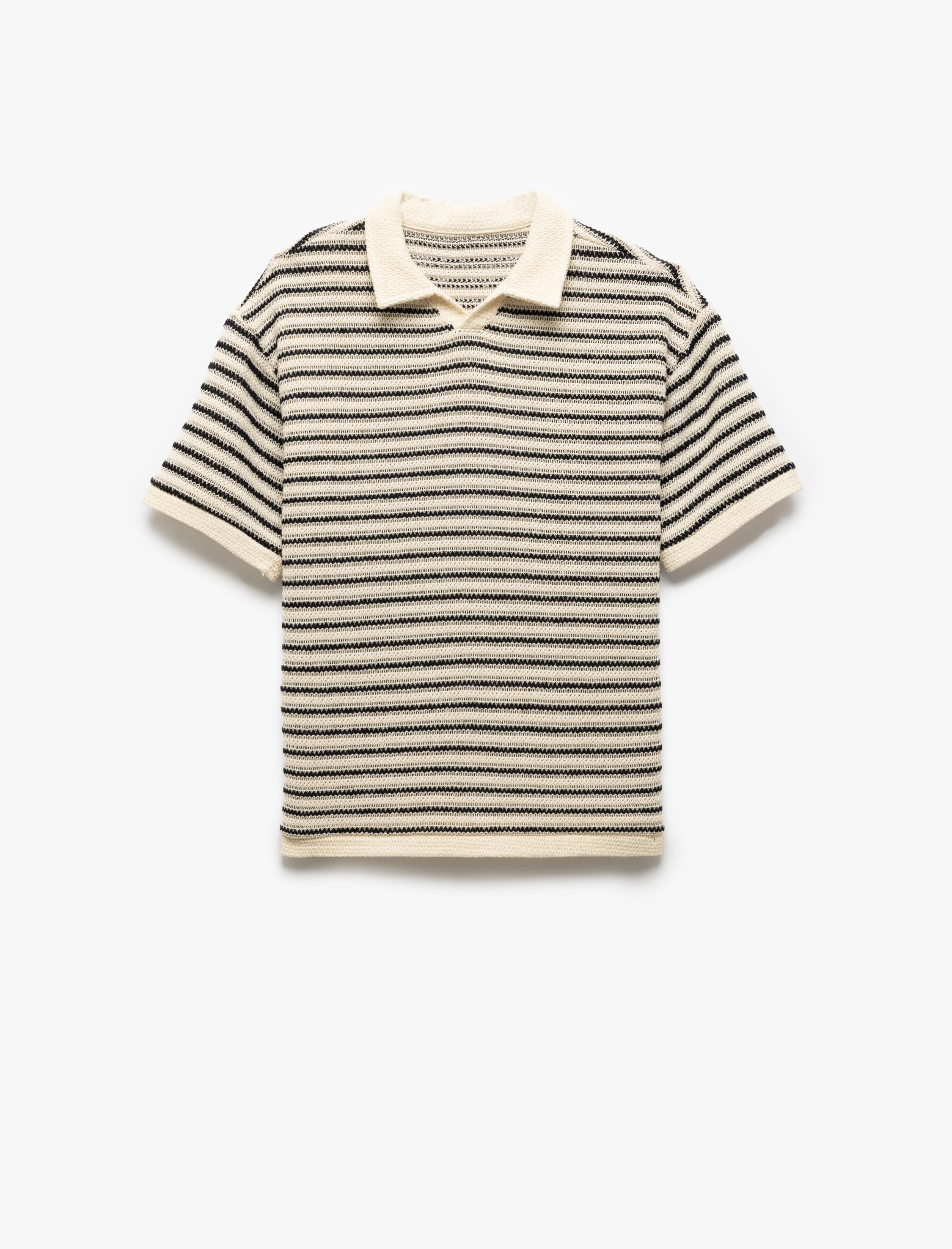  Erkek Çocuk Oversize Ajurlu Kısa Kollu Pamuklu Triko Polo Yaka Tişört