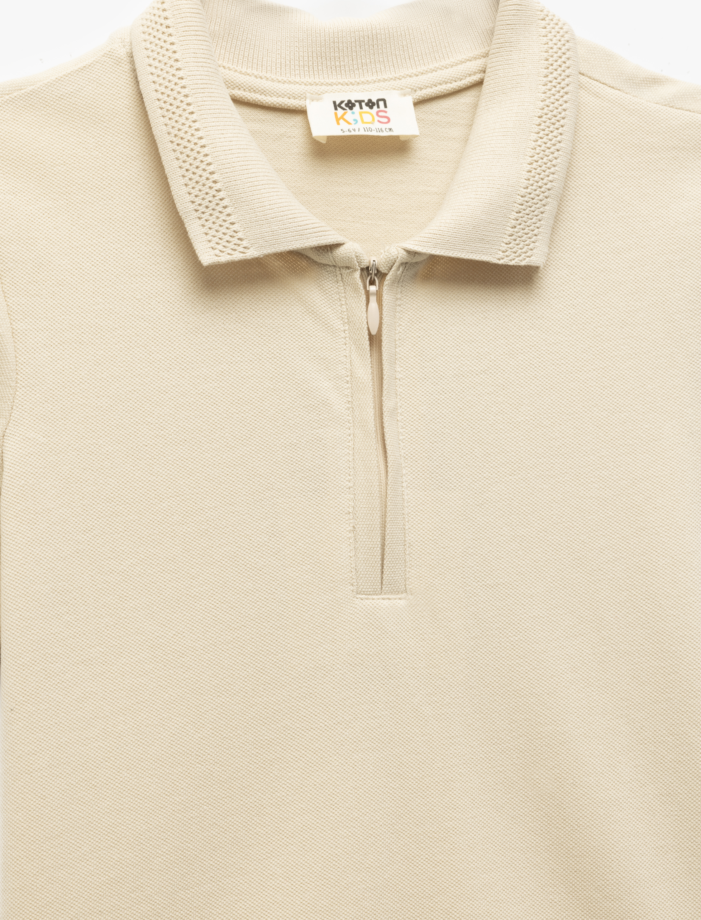  Erkek Çocuk Pamuklu Fermuar Detaylı Kısa Kollu Biyeli Polo Yaka Tişört