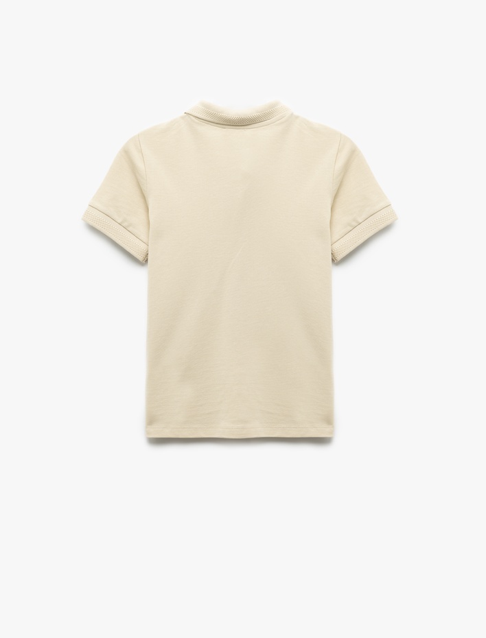 Erkek Çocuk Pamuklu Fermuar Detaylı Kısa Kollu Biyeli Polo Yaka Tişört