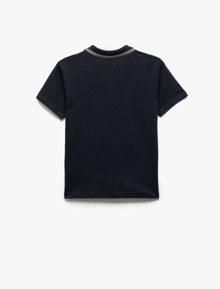 Erkek Çocuk Pamuklu Fermuar Detaylı Kısa Kollu Biyeli Polo Yaka Tişört