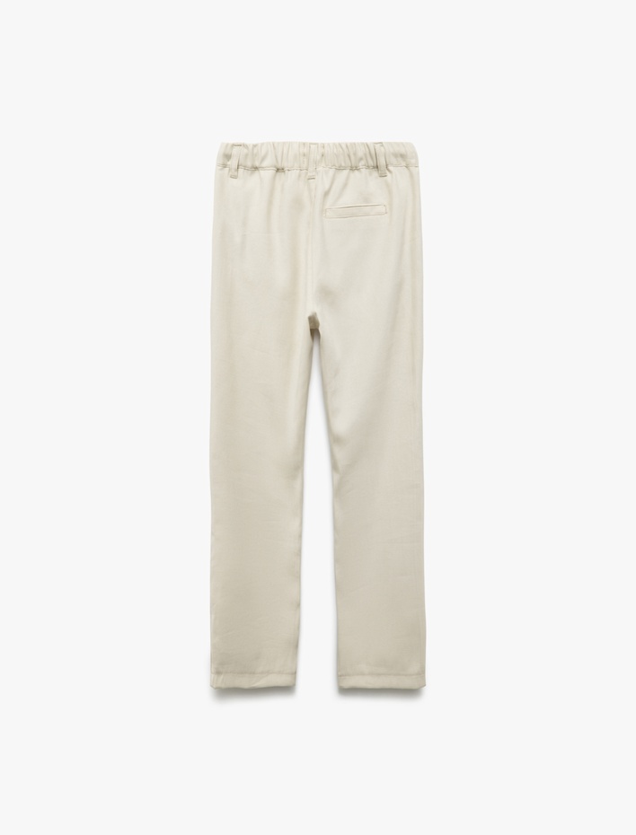 Erkek Çocuk Beli Ayarlanabilir Lastikli Bağcıklı Viskon Pantolon