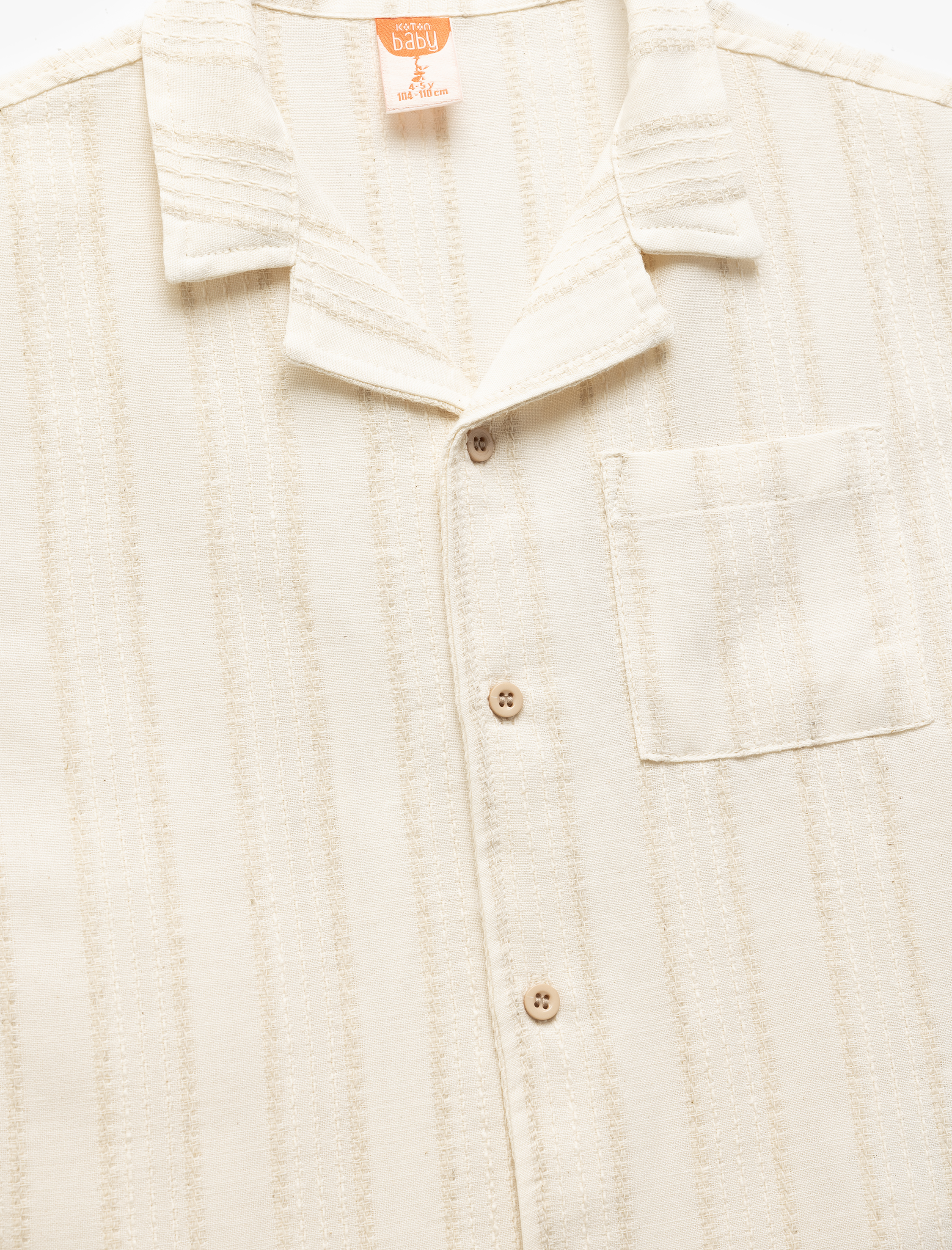  Erkek Bebek Kısa Kollu Cep Detaylı Viskon Karışımlı Pamuklu Gömlek