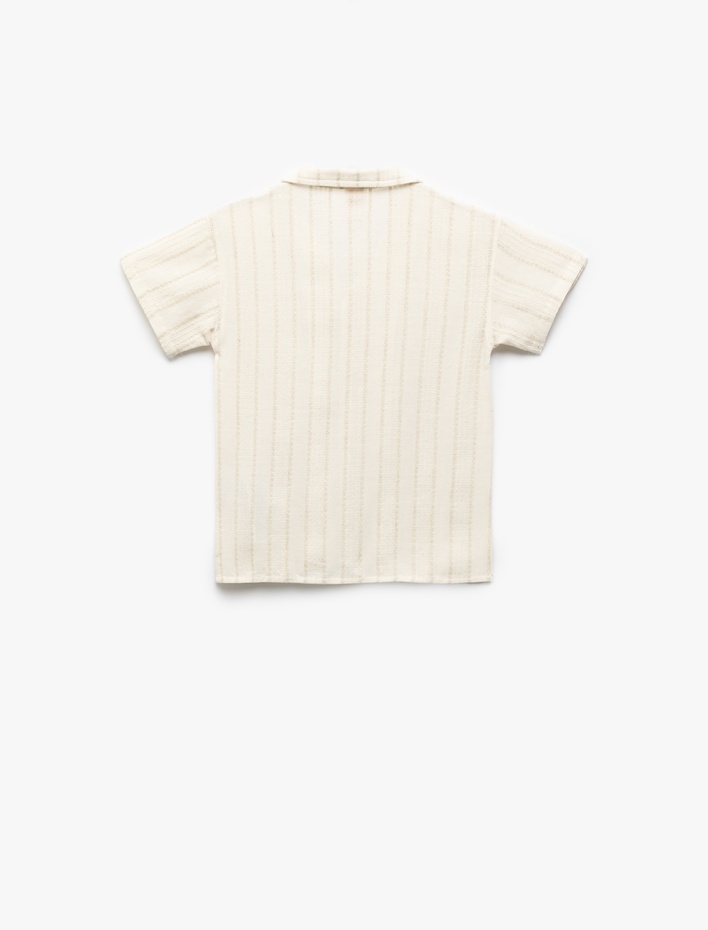 Erkek Bebek Kısa Kollu Cep Detaylı Viskon Karışımlı Pamuklu Gömlek