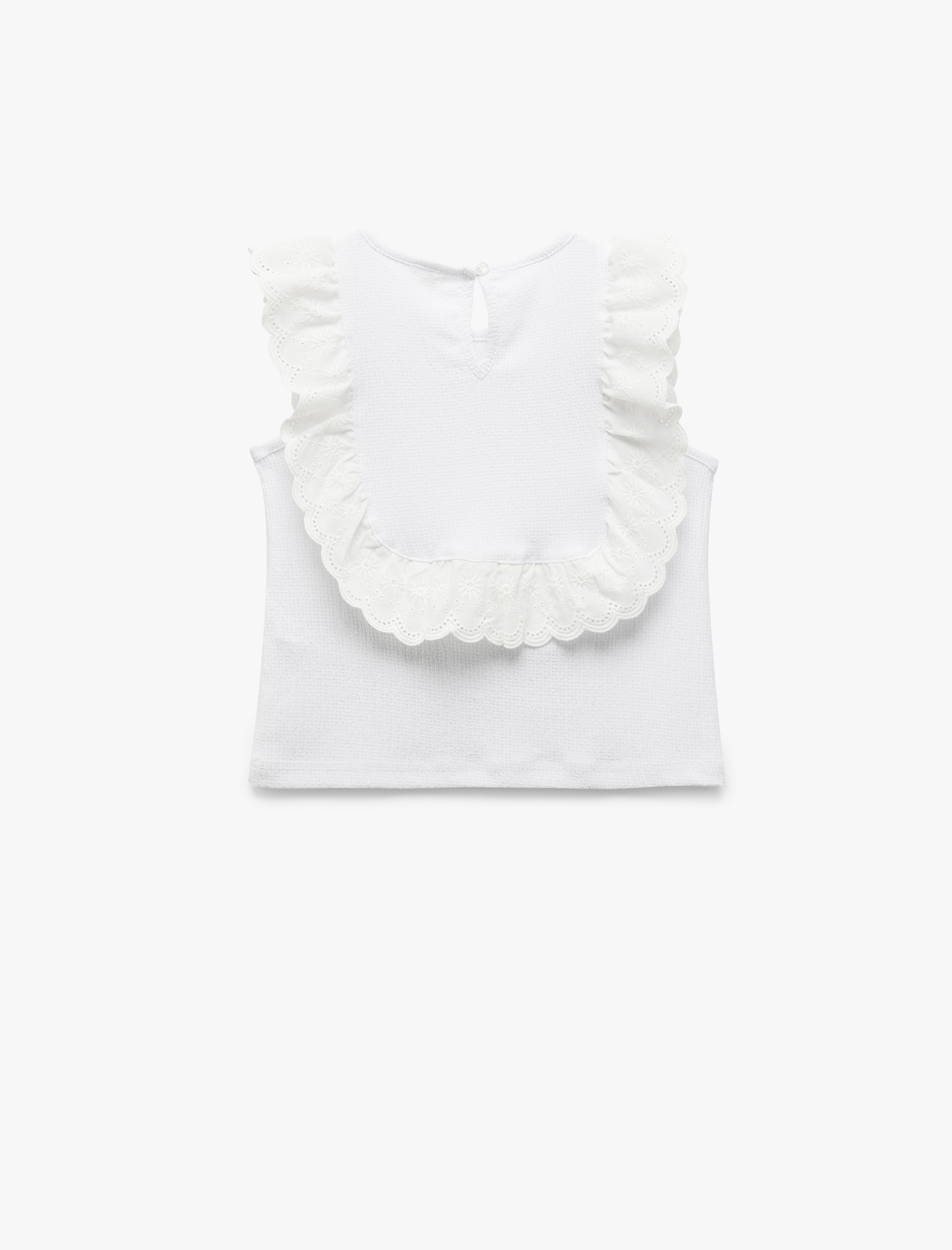  Kız Bebek Fırfır Detaylı Yuvarlak Yaka Arkası Düğmeli Atlet