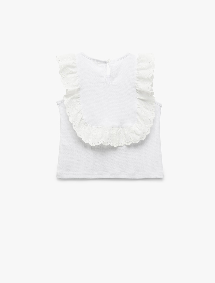 Kız Bebek Fırfır Detaylı Yuvarlak Yaka Arkası Düğmeli Atlet