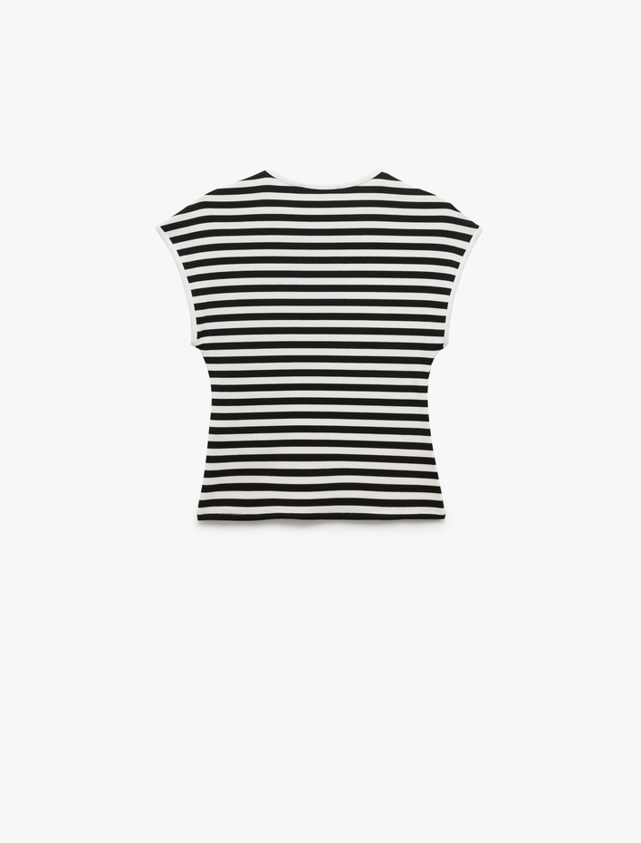  Bisiklet Yaka Çizgili Kolsuz Tişört