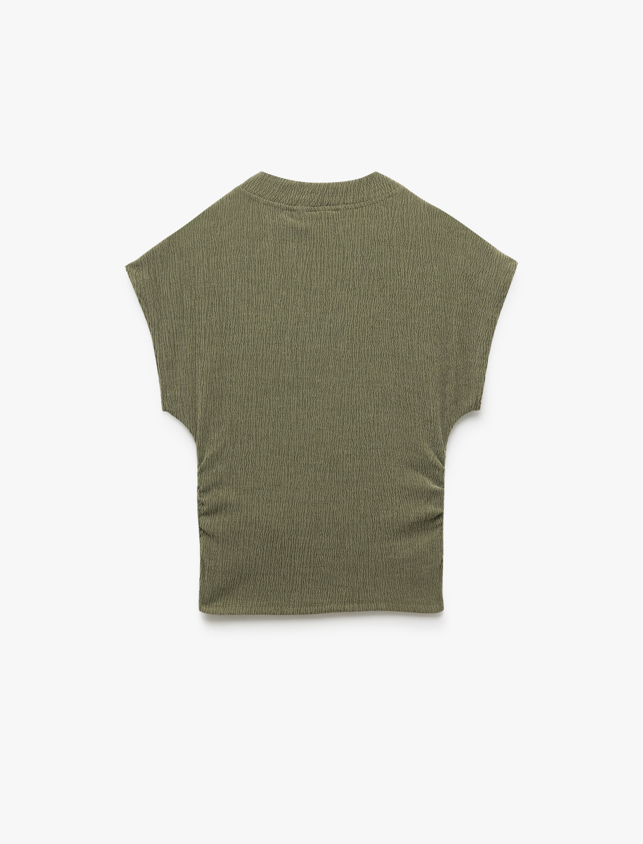   Slim Fit Dokulu Dik Yaka Kolsuz Tişört