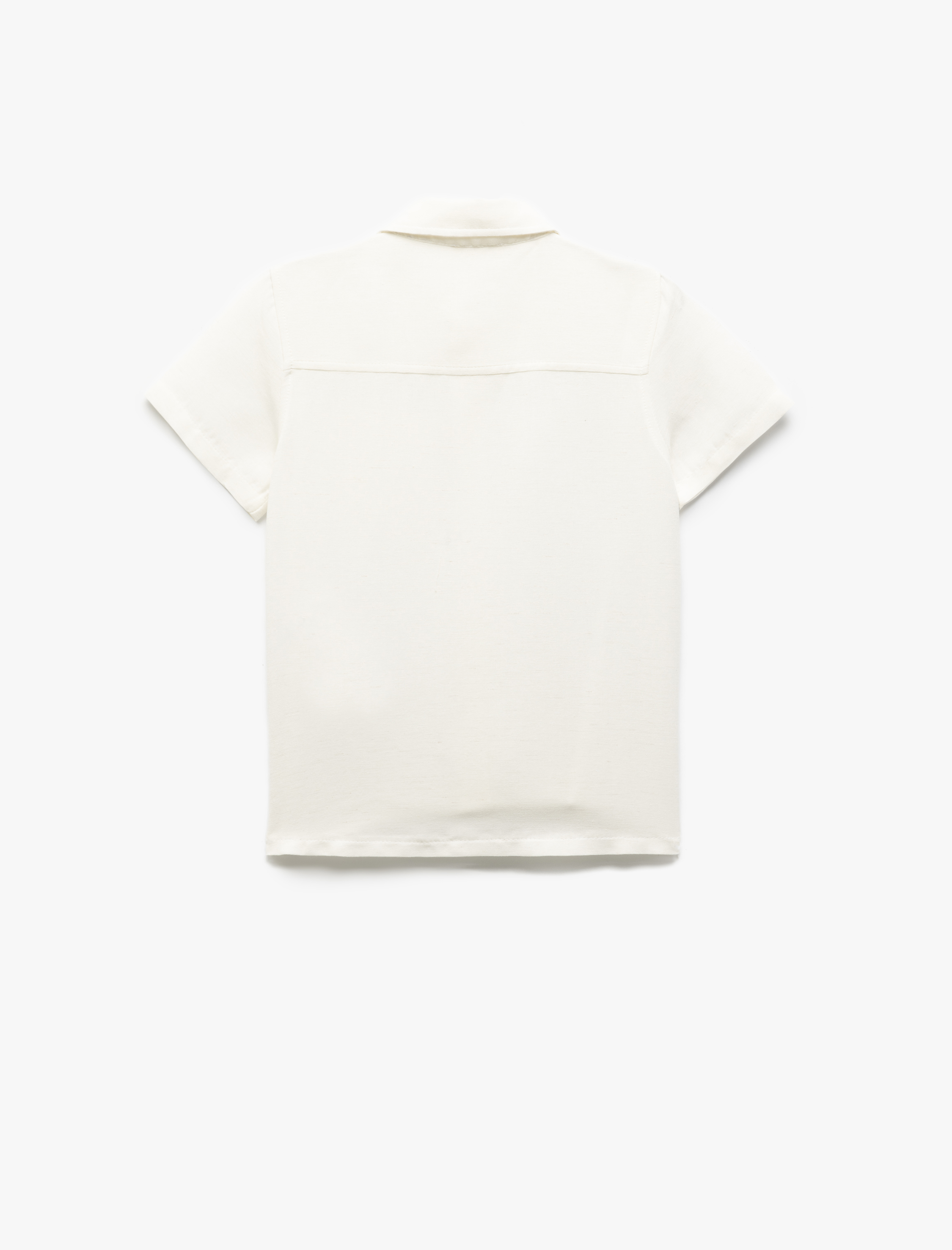  Erkek Çocuk Cep Detaylı Keten Karışımlı Basic Kısa Kollu Gömlek