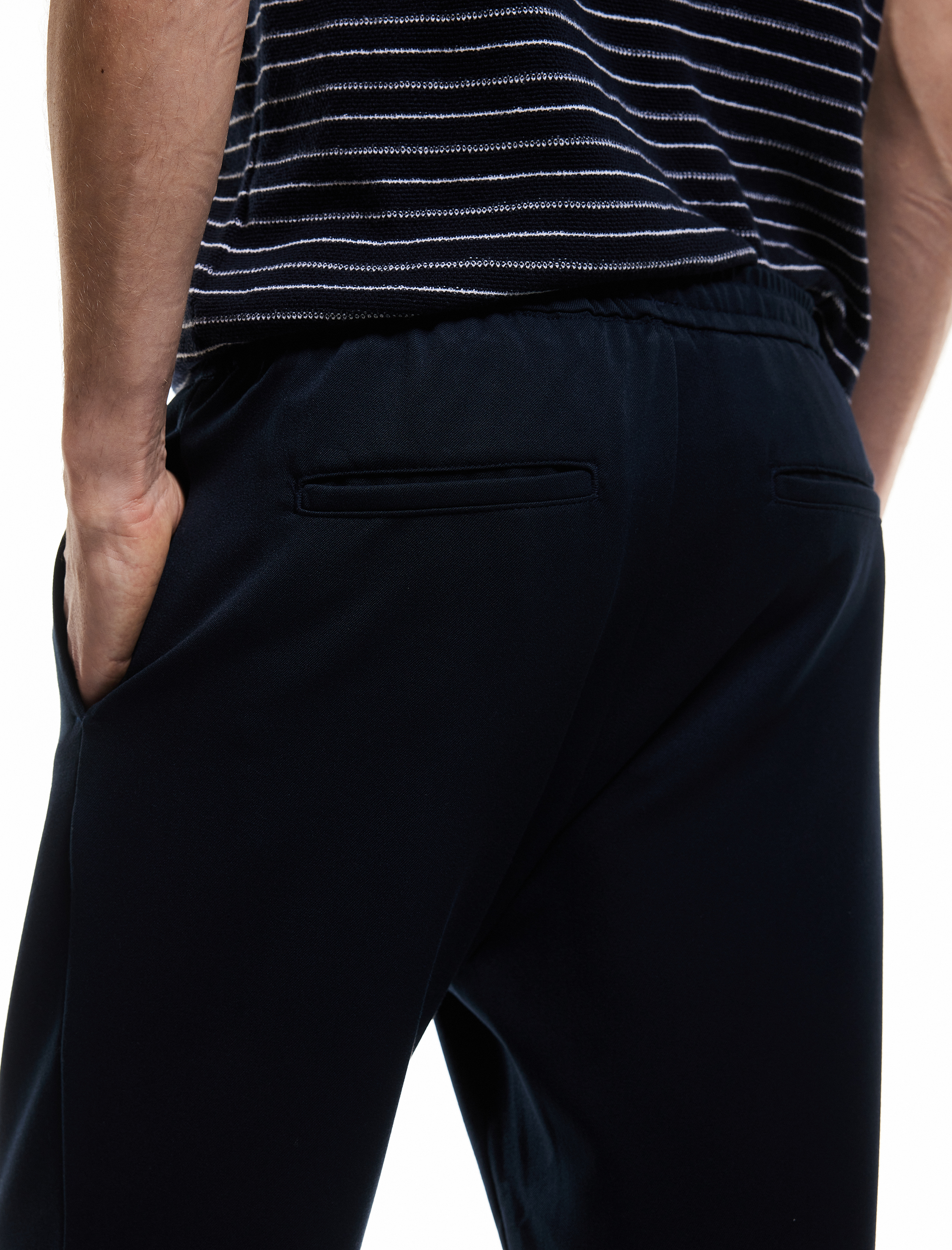   Viskon Karışımlı Cep Detaylı Beli Bağcıklı Pantolon