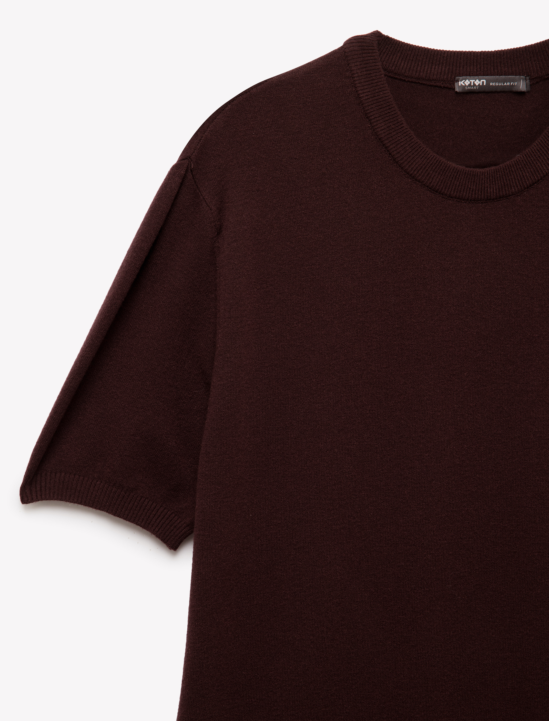   Bisiklet Yaka Viskon Karışımlı Basic Kısa Kollu Triko Tişört