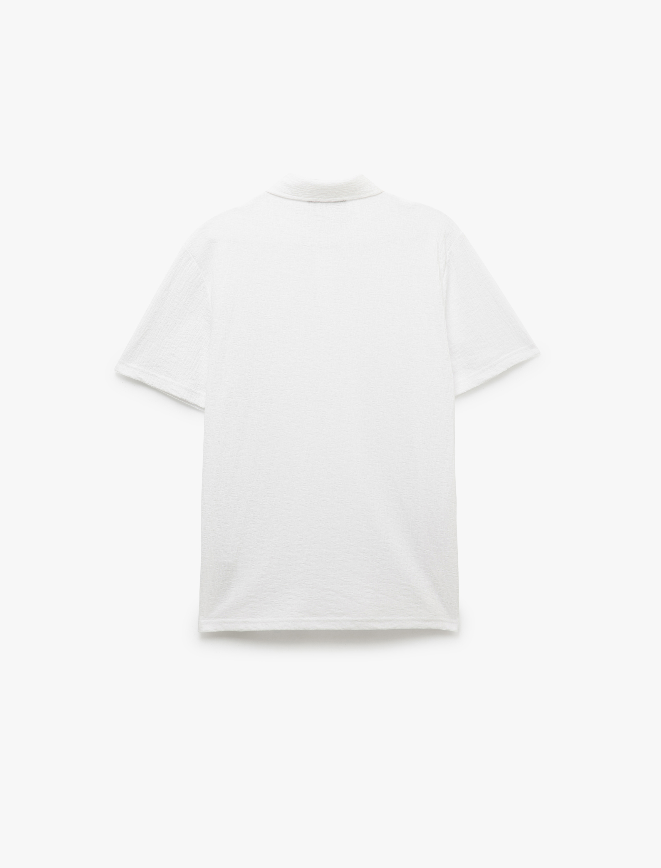   Kısa Kollu Pamuk Karışımlı Regular Fit Dokulu Polo Yaka Tişört