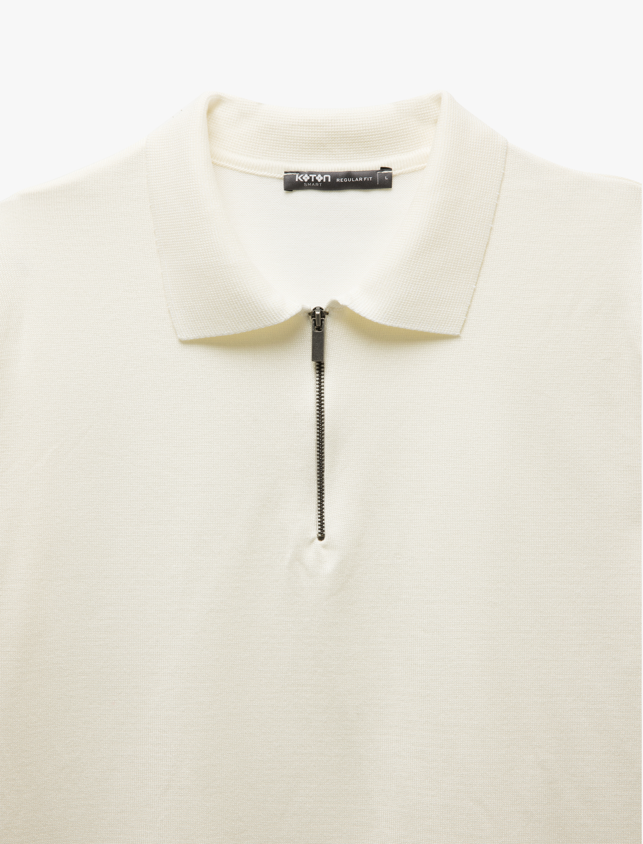   Yarım Fermuarlı Viskon Karışımlı Basic Kısa Kollu Triko Tişört