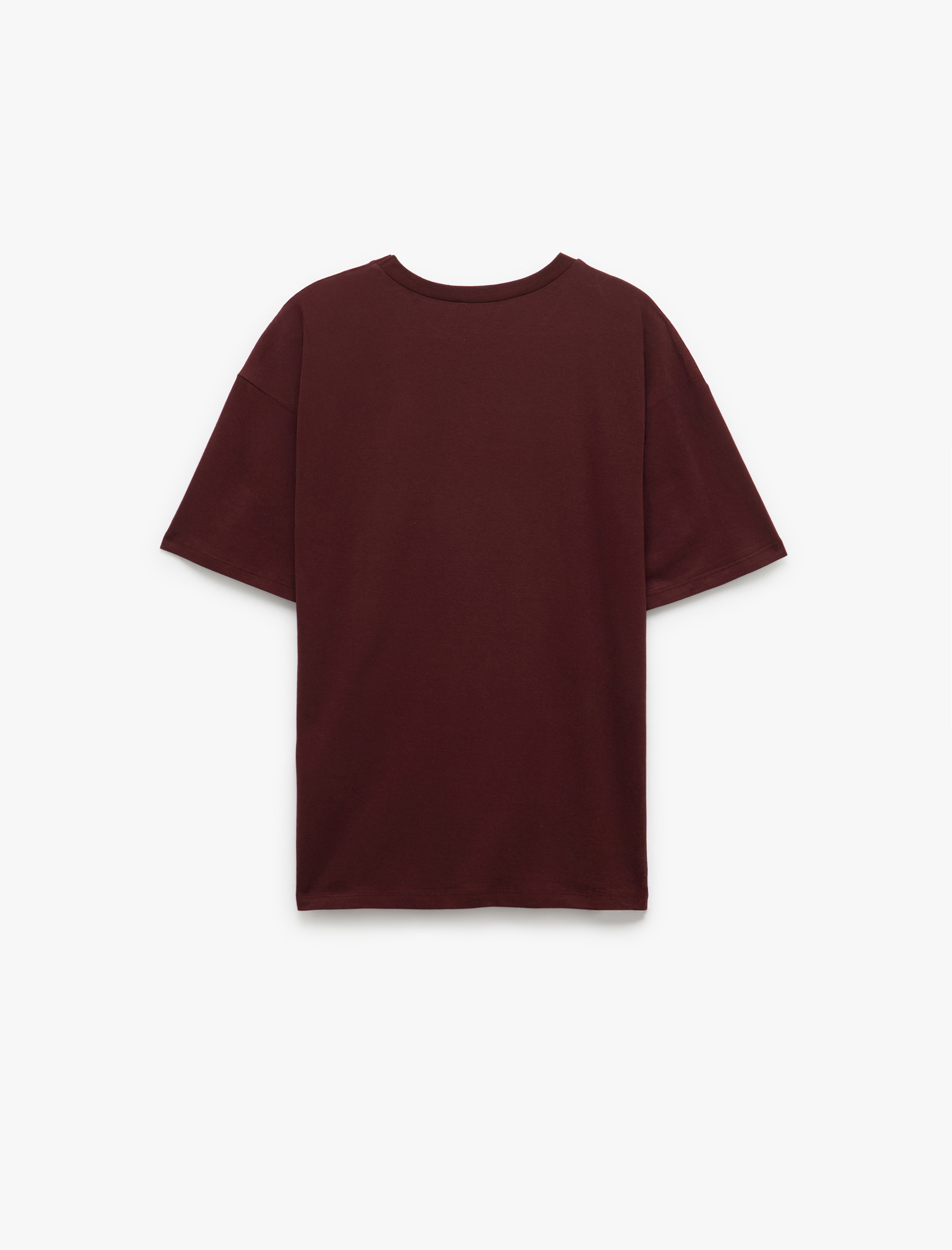   Kolej Baskılı Pamuklu Bisiklet Yaka Kısa Kollu Oversize Tişört