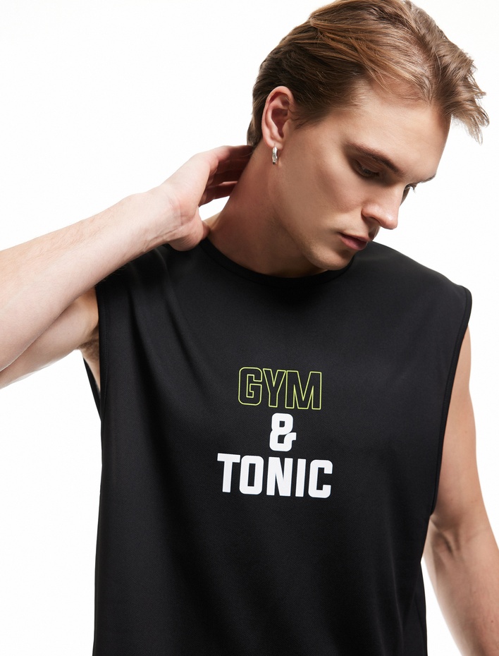  Baskılı Bisiklet Yaka Spor Kolsuz Tişört